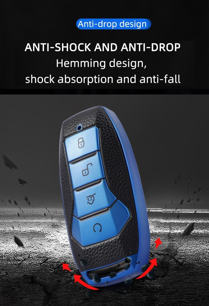 Ontto Car Key Fob Cover Keyring Fit for BYD Song plus Atto 3 Han EV Tang DM Qin Seal Dolphin Key Case TPU Smart Key Shell Holder Bag Keychain Protector Decorative Accessories - A-Green image number 4