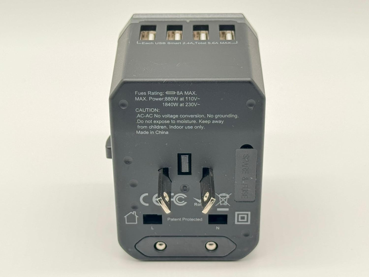 Vortex 788CB 28W World Adaptor 4USB Type C Fast-Charging Multi-Function Conversion Plug Is a Global Plug from European to American Plug image number 5