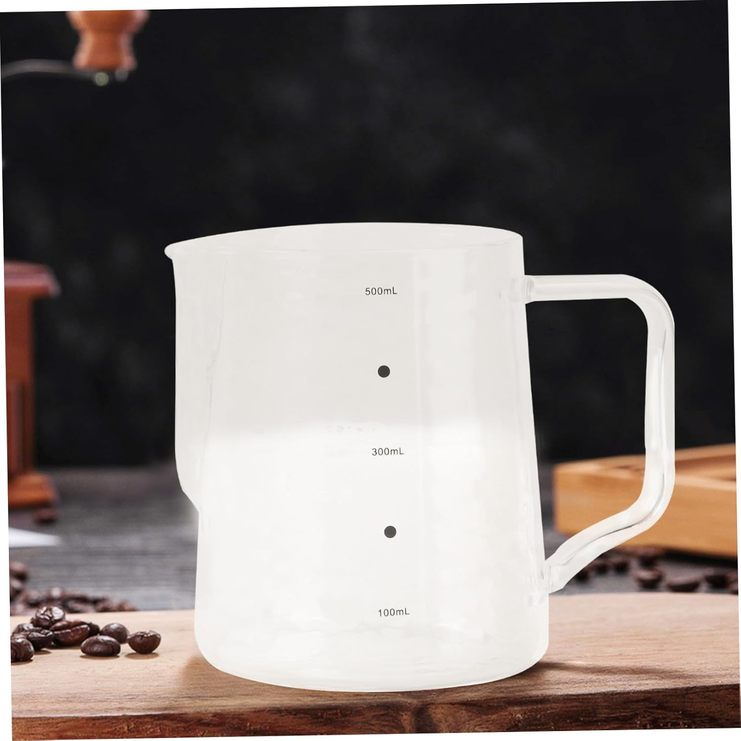 BATHVEVE Glass Milk Frothing Pitcher with Graduated Scales Thickened High Borosilicate Espresso Pourer for Coffee Milk Tea and Baking Supplies Transparent Container for Household And image number 6