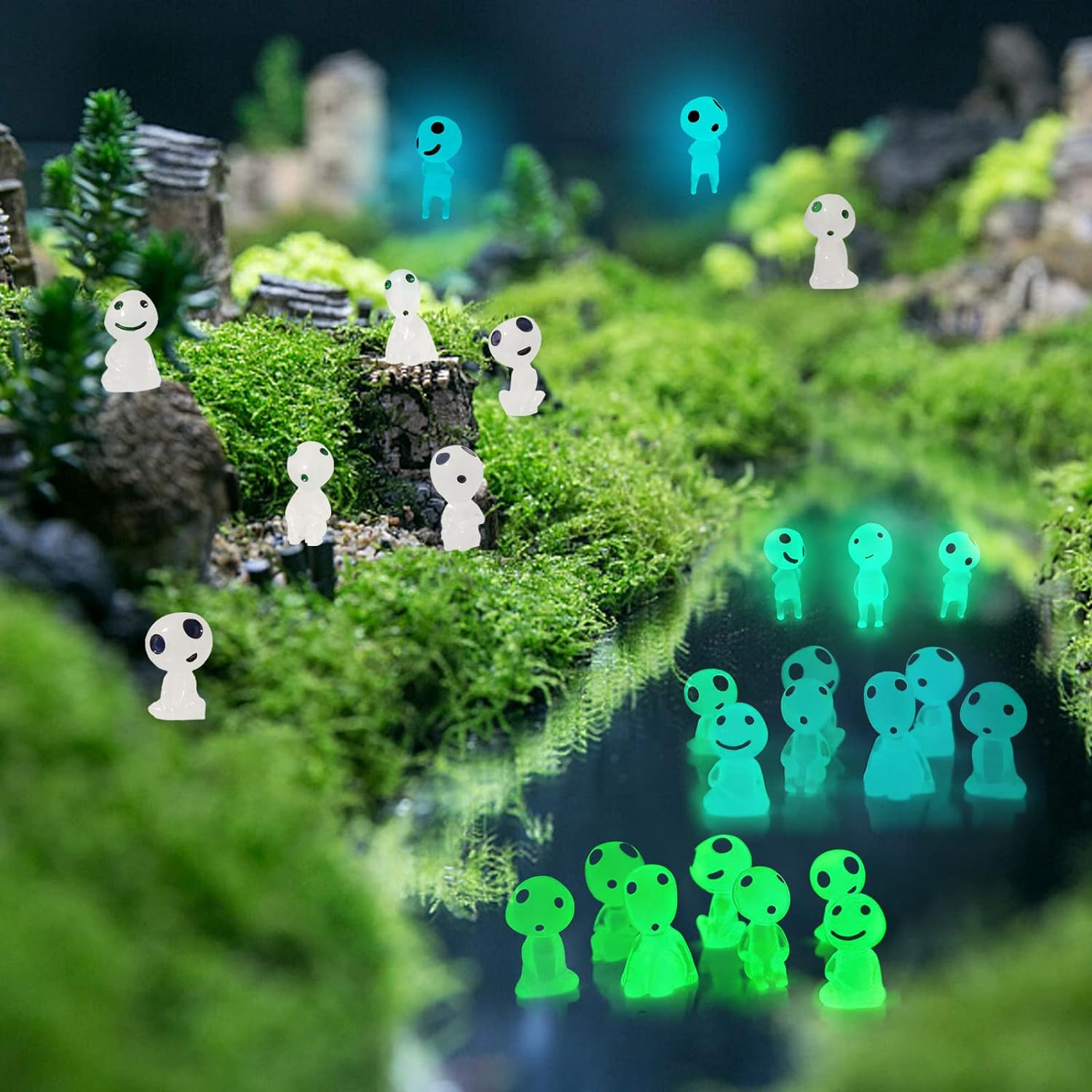 KIMOBER 20PCS Mini Glow in Dark Tree Elves,Luminous Resin Ghost Micro Miniature Tiny Alien Figures for Garden Moss Landscape Aquarium Dollhouse Decoration DIY Terrarium Crafts image number 5