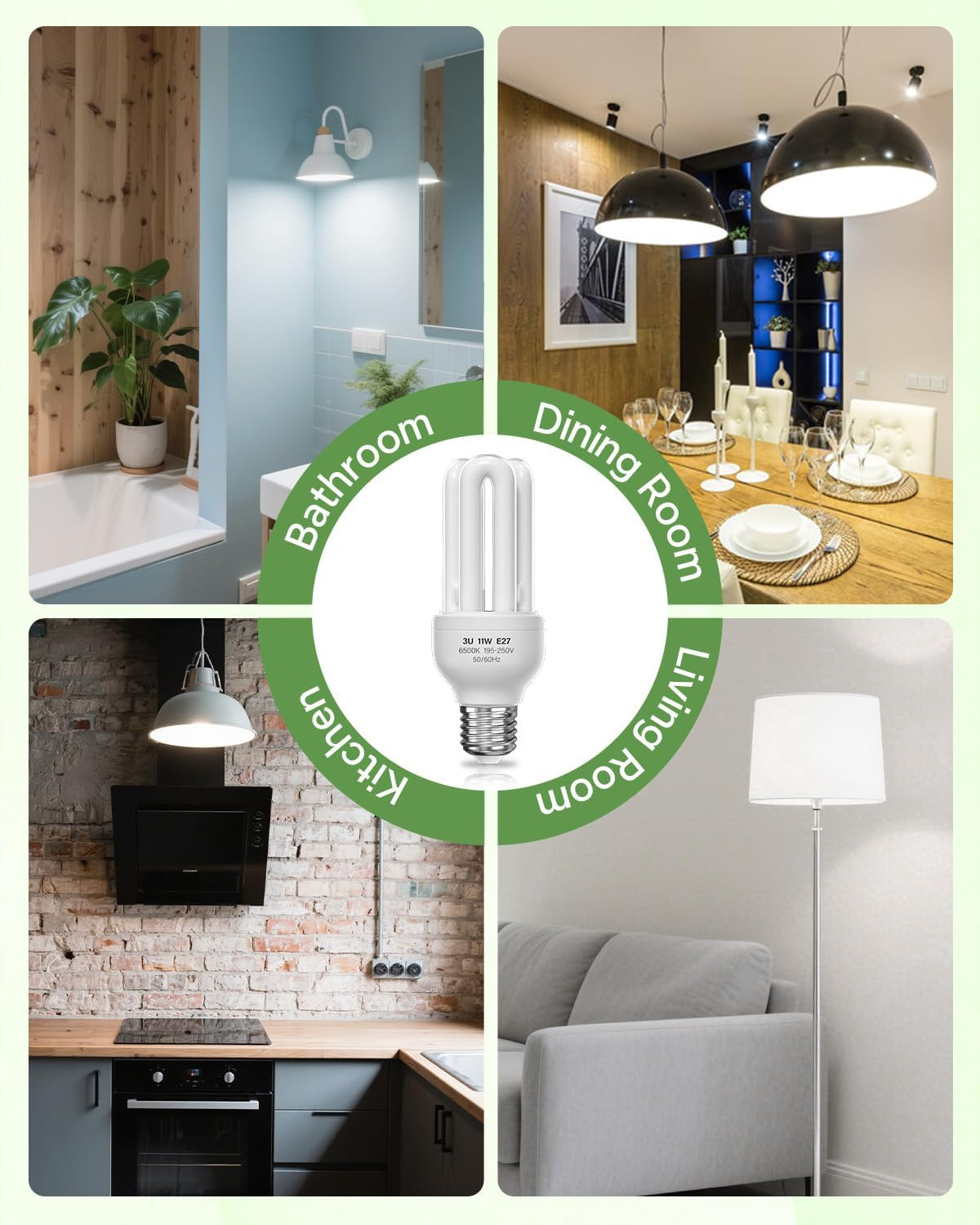 Brightark Energy Saving Light Bulbs, 11W E27 LED Bulbs Cool White 6500K, E27 ES CFL Low Energy Light Bulbs 11W=60W, 3U CFL Compact Fluorescent Stick Bulbs, Non-Dimmable, 4 Pack image number 4