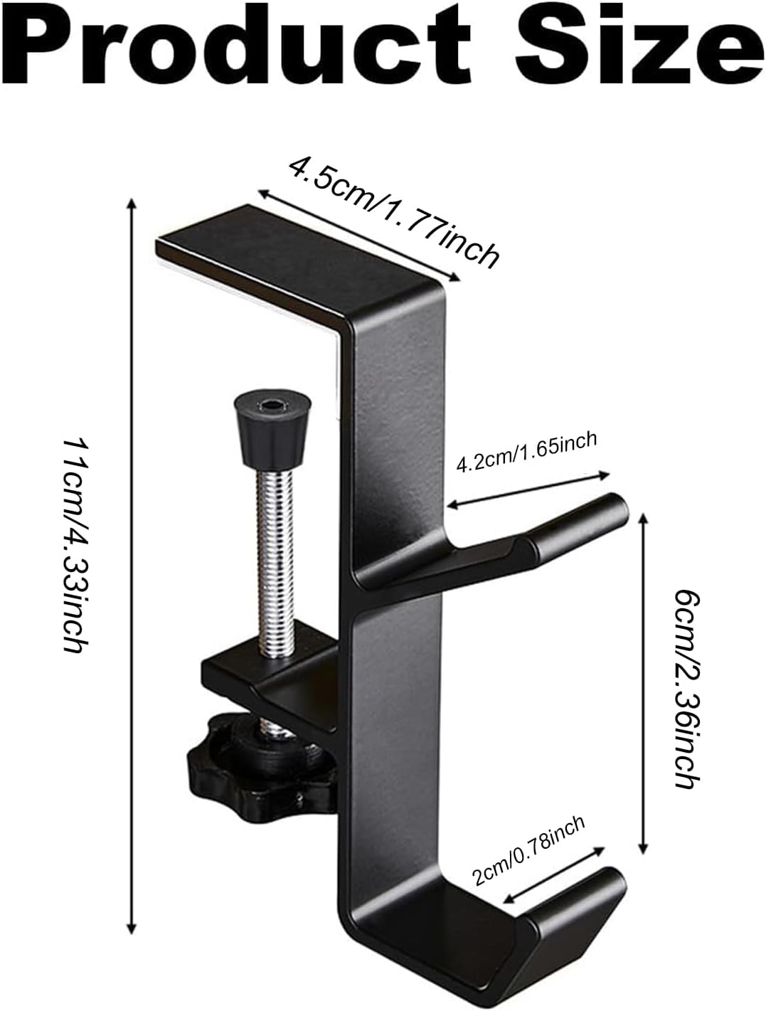 Xinghonyac 2 Pcs Desk Handbag Hanger, Adjustable Table Hanger Hook, Desk Purse Holder, Handbag Storage Hooks, Schoolbag Hook, Desk Hook Backpack Holder (Black) image number 6