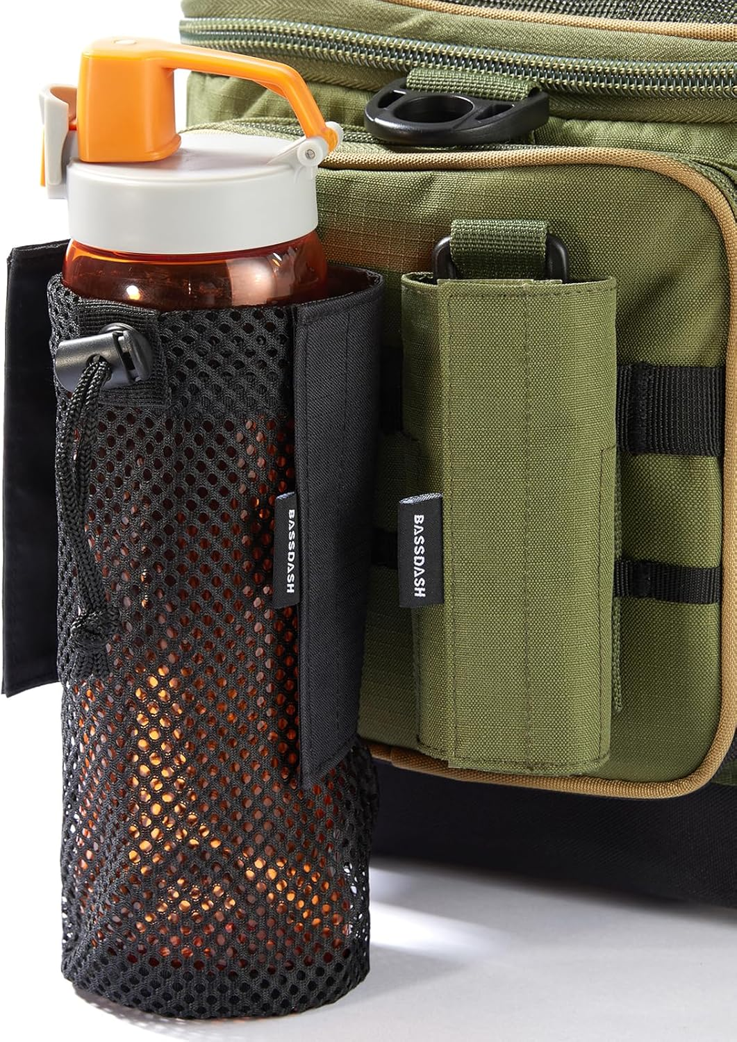 Bassdash Tactical Molle Water Bottle Pouch with Carabiner Foldable Mesh Holder Bag for Travel Fishing Hunting Hiking Outdoor Activities image number 2