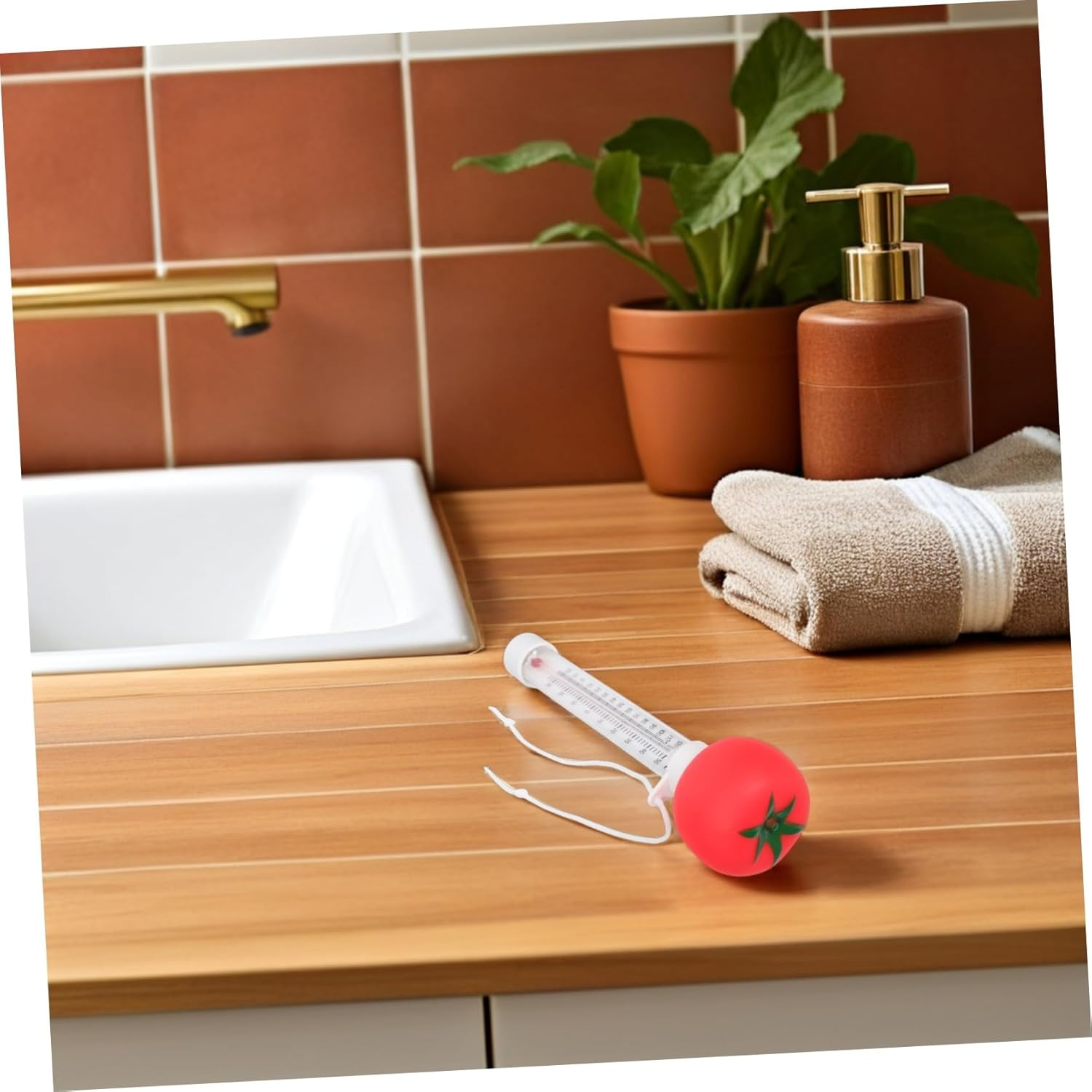 Milisten Floating Pool Thermometer Large Cartoon Tomato Design Accurate Water Temperature Gauge for Bath Swimming Spas Hot Tubs Ponds Safe Bath image number 4