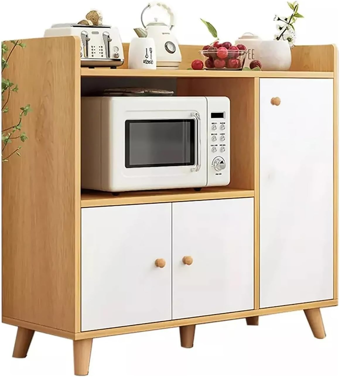 Memocastle Modern Wood Sideboard: Wall-Mounted Storage Cabinet - Buffet with Locker Design for Dining Room and Living Room (Rustic Oak Colour)