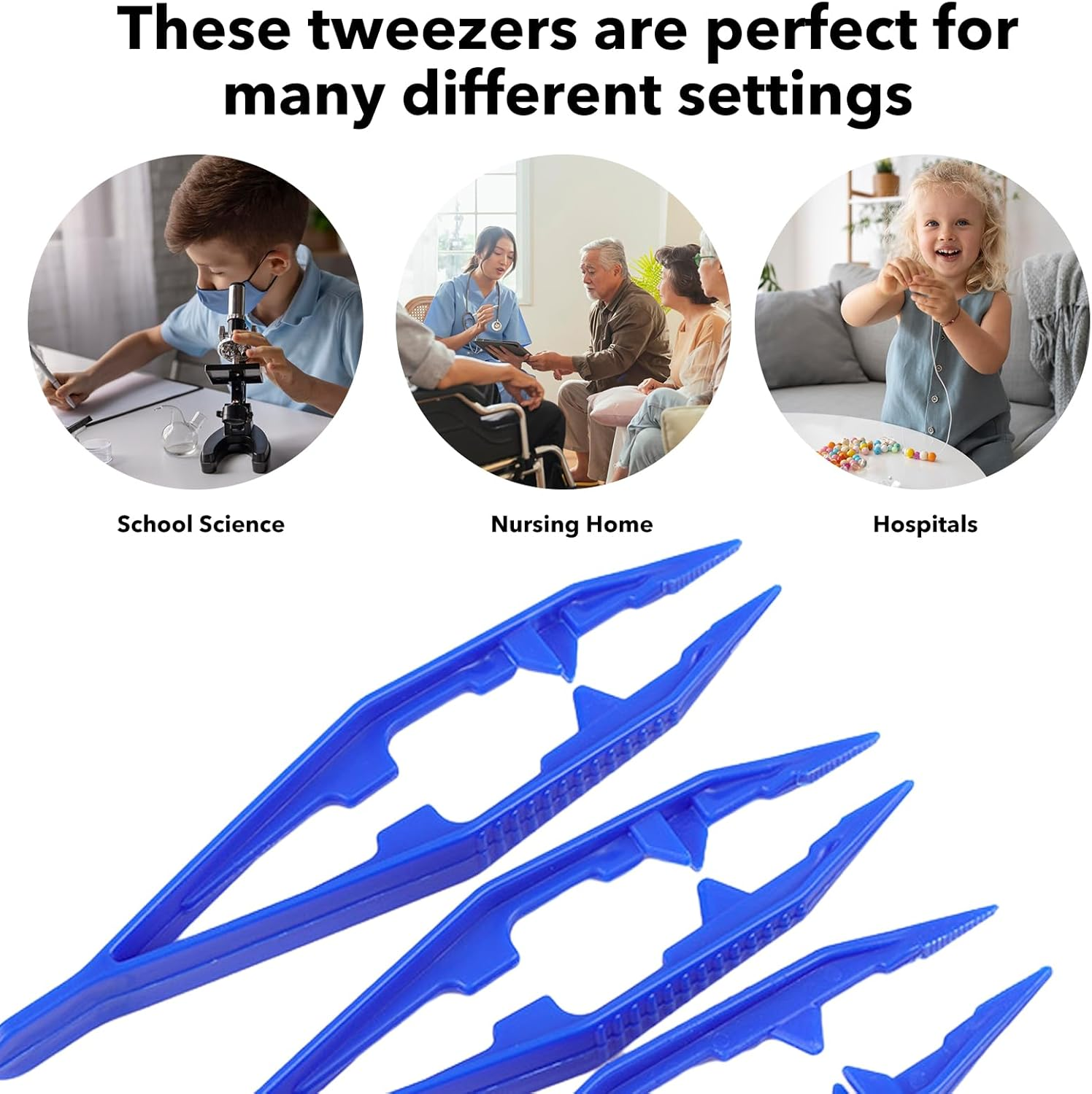 Haikole Plastic Tweezers, 5Pcs Plastic Tweezer for Kids,Craft Tweezer for DIY Craft Jewelry Making Family School Beading Project,Assorted Colors Tweezers for Crafts (5) image number 2