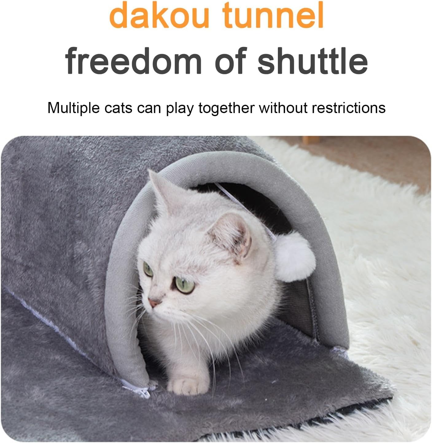 Cat Tunnel Bed, Cat Tube Toy, Cat Bed Tunnel and Mat, Portable Tunnel Bed, Velvet and Sponge Pet Cave Bed for Cat, Guinea Pigs, Dog, Rabbits, Small image number 2