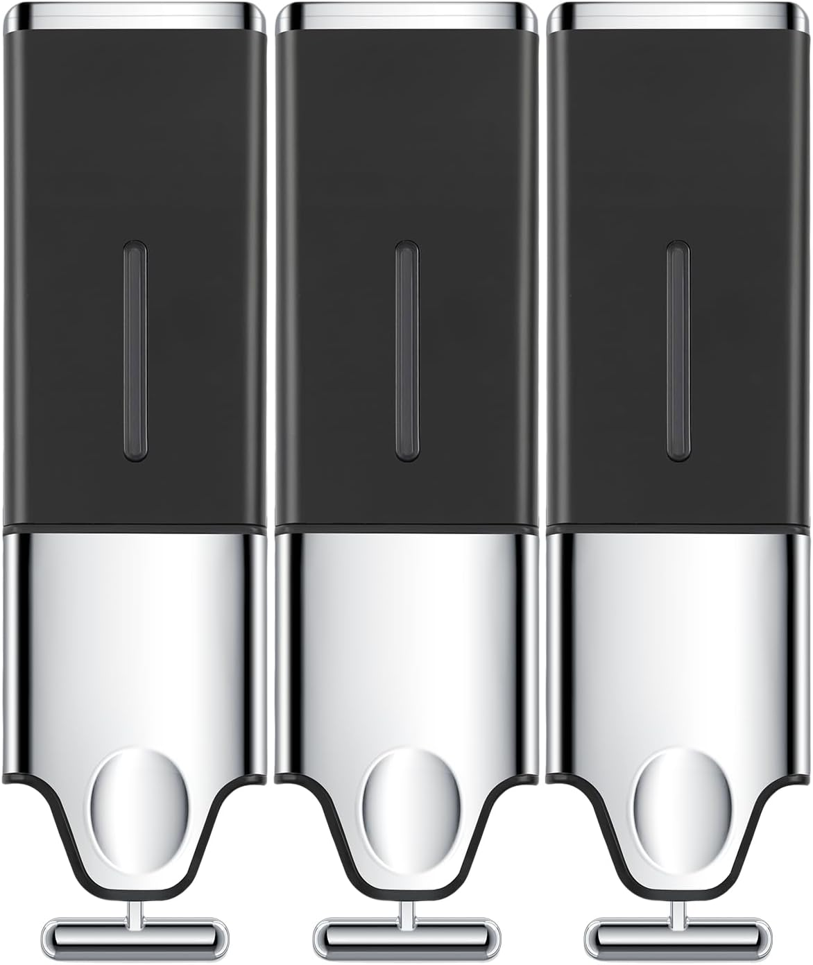 EHORIA 3-In-1 Quadrate Dispensers for the Shower, Shower Soap, Conditioner, Shampoo, No Drilled Wall Mounted, Black - Black Set Of 2 image number 6