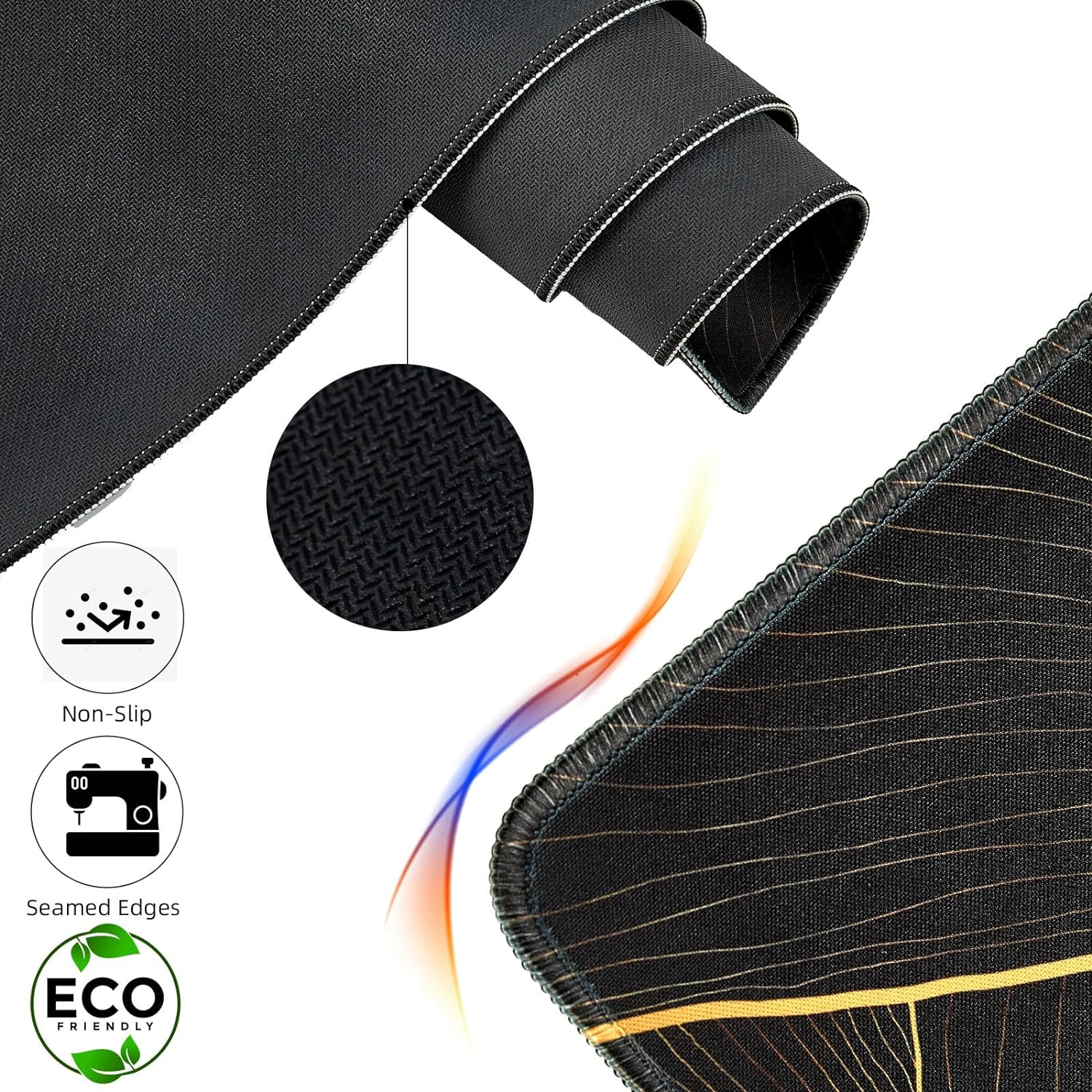 Hopipad Large Gaming Mouse Pad for Desk, Desk Mat with Seamed Edges, Waterproof Desk Pad, Non-Slip Rubber Base, 31.5X11.8 Inch Keyboard Pad Computer Mat, Big XL Black Mousepad - Boating Under The Starry Night image number 2