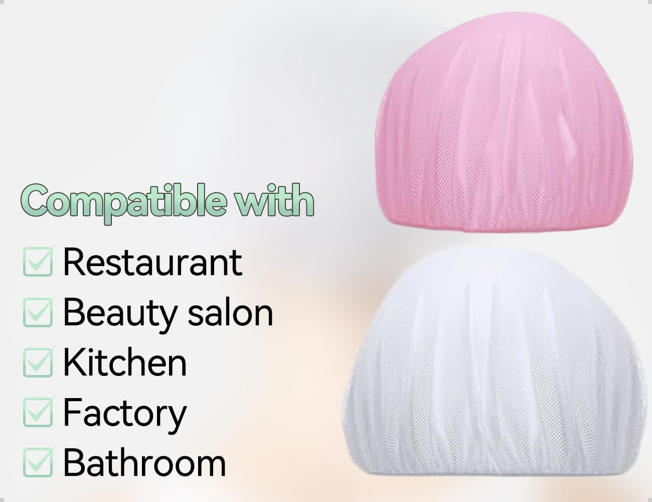 AOYEGIC Pack of 2 Hair Nets, Breathable Drying Caps, Adjustable Hair Nets, Mesh Night Sleeping Cap, Used for Boys and Girls, Home, Bathroom, Work (Pink and White) image number 1