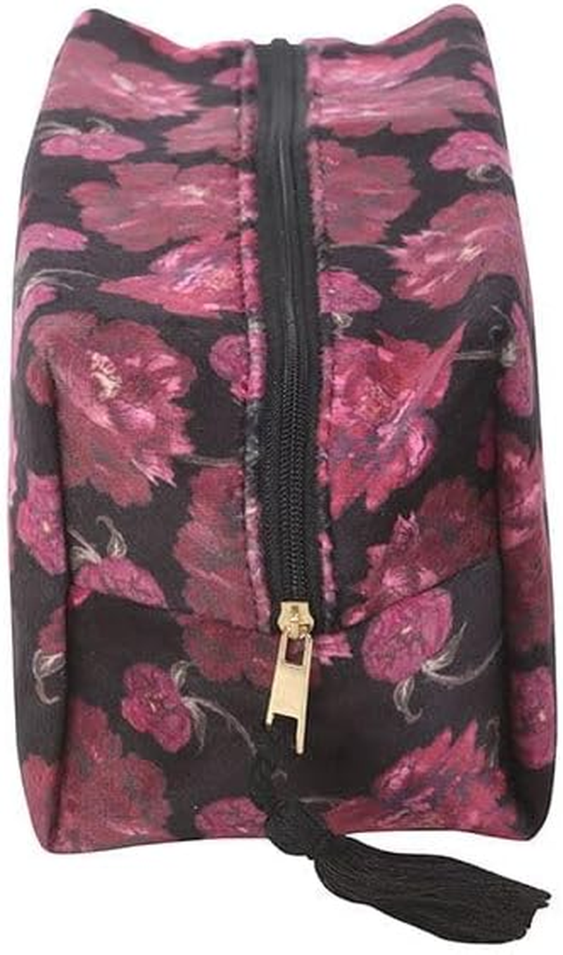 Dark Romance Floral Print Makeup Bag | Gothic Travel Pouch for Beauty Essentials | Dramatic Dark Floral Cosmetic Bag | Alt Gift Idea for Everyday Use