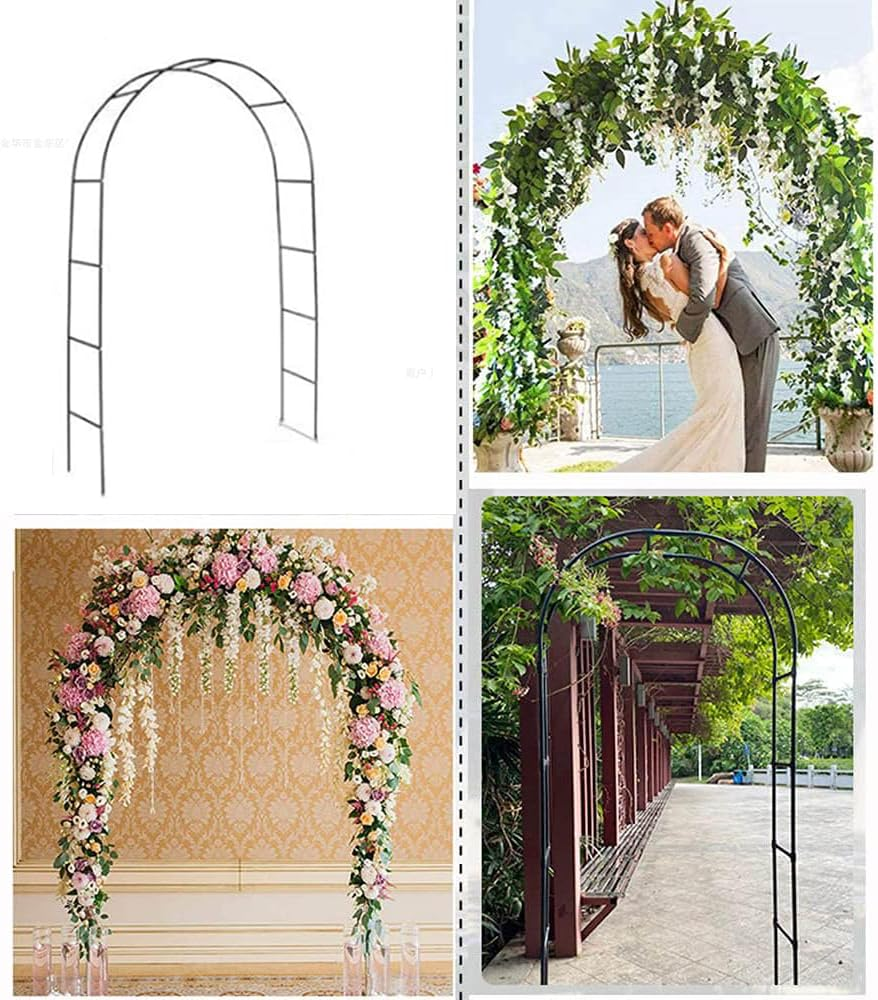 Metal Garden Arch, Garden Arch Trellis for Climbing Plants, Assemble Freely 2 Sizes for Wedding Climbing Plant Roses Vines Bridal Party Decoration (Black) image number 2