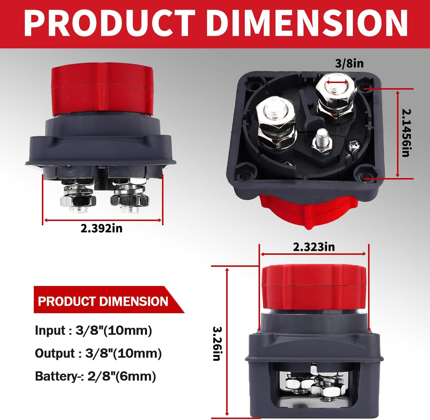 Upgrade Battery Disconnect Switch with Voltmeter, DC 5-60V Master Isolator Cut/Shut off Switch for Marine Boat Car Truck Camper RV Trailer Vehicles Engine Application (On/Off) image number 5