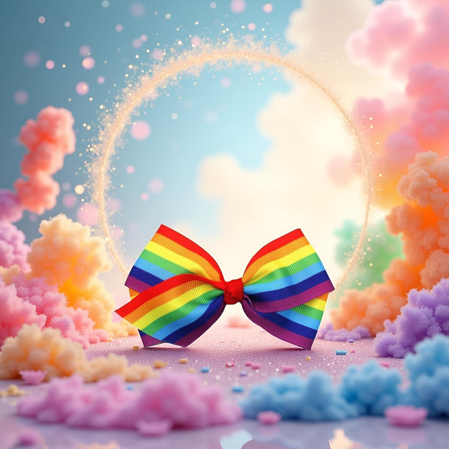 2 Pcs Rainbow Hair Clips Hair Bow for Women Girls Rainbows Hairs Accessories Pride Day Hair Accessories,Ribbon Hair Clip,Clips and Barrettes (4Inch Rainbow) image number 3