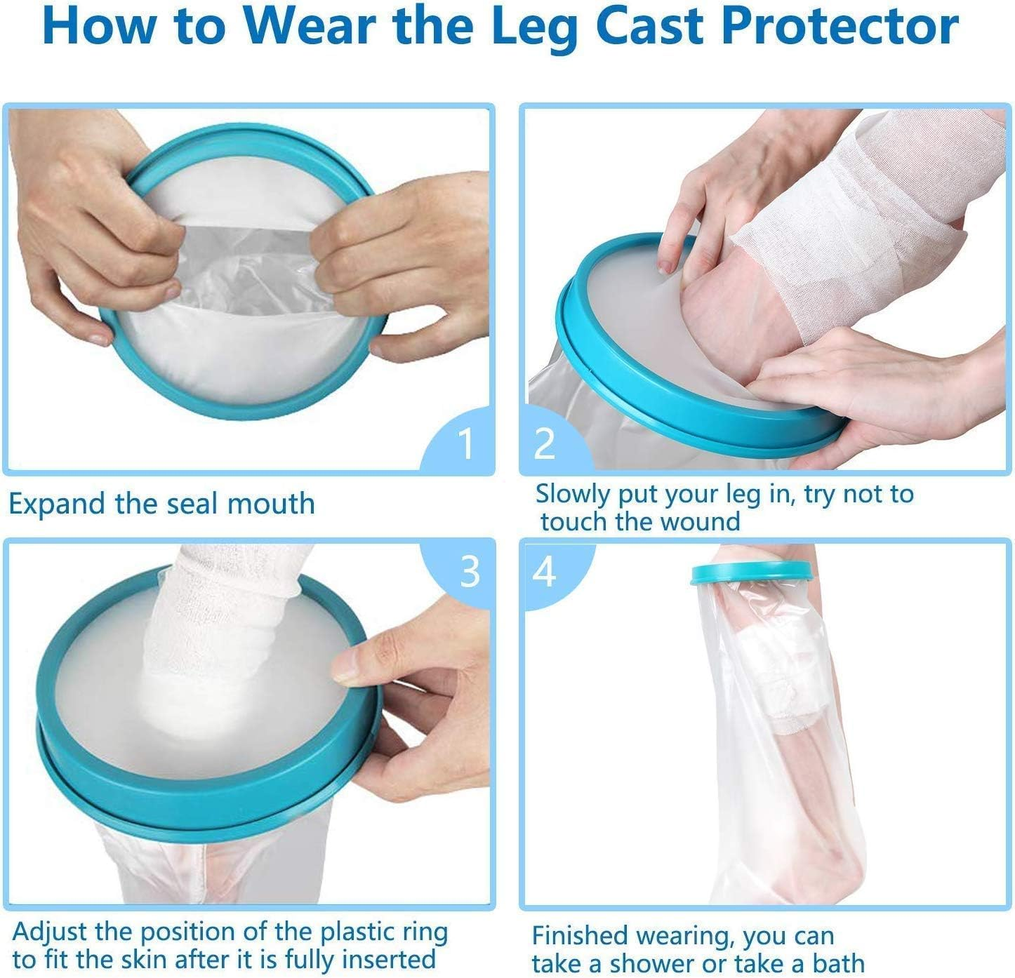 Waterproof Leg Cast Cover for Showering, Reusable Adult Short Leg Cast Protector,Leg Cover for Showering after Surgery, Watertight Seal to Keep Bandage Dry. image number 2
