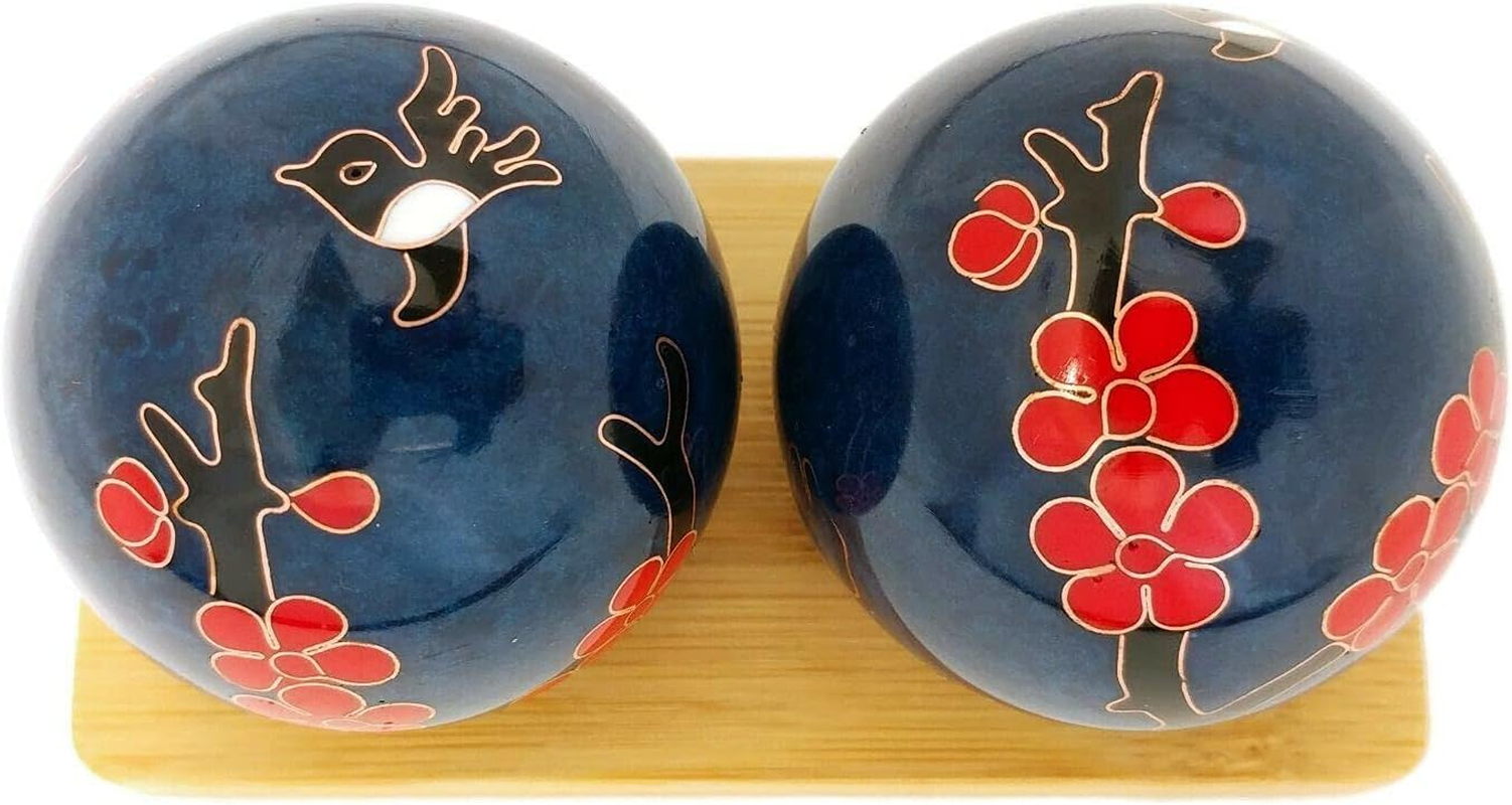 Top Chi Hummingbird Baoding Balls with Bamboo Stand (Medium 1.6 Inch)