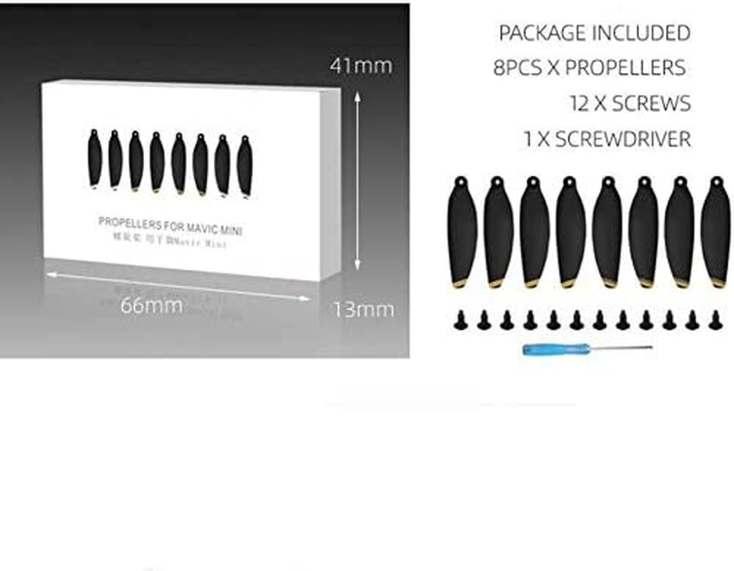 Xmipbs 4 Pairs Mavic Mini Propellers 4726F Low Noise Propellers Paddle Blades for DJI Mavic Mini Drone Black Gold image number 4