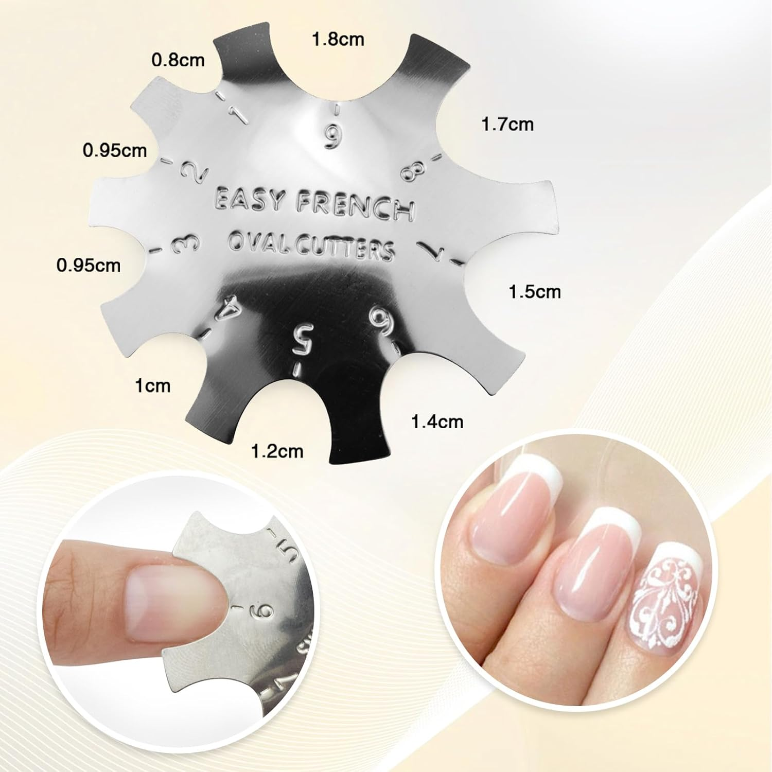 Oval Easy French Smile Line Nail Art Manicure Edge Trimmer Nail Cutter Acrylic Tool with 9 Sizes, HJ-NAT185 image number 4