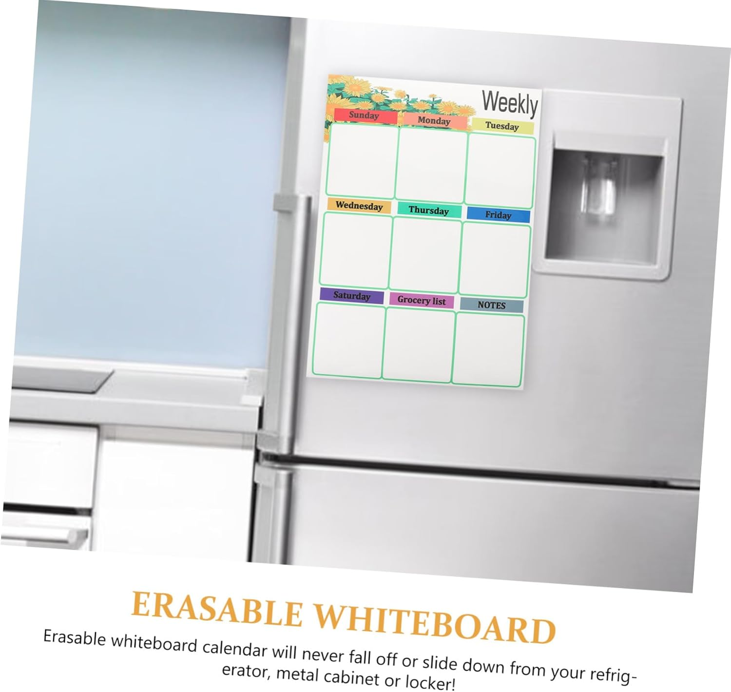 KICHOUSE Magnetic Whiteboard for Fridge Planning Calendar Kitchen Memo Board Reusable Writing Board for Family Schedule and Reminder image number 4