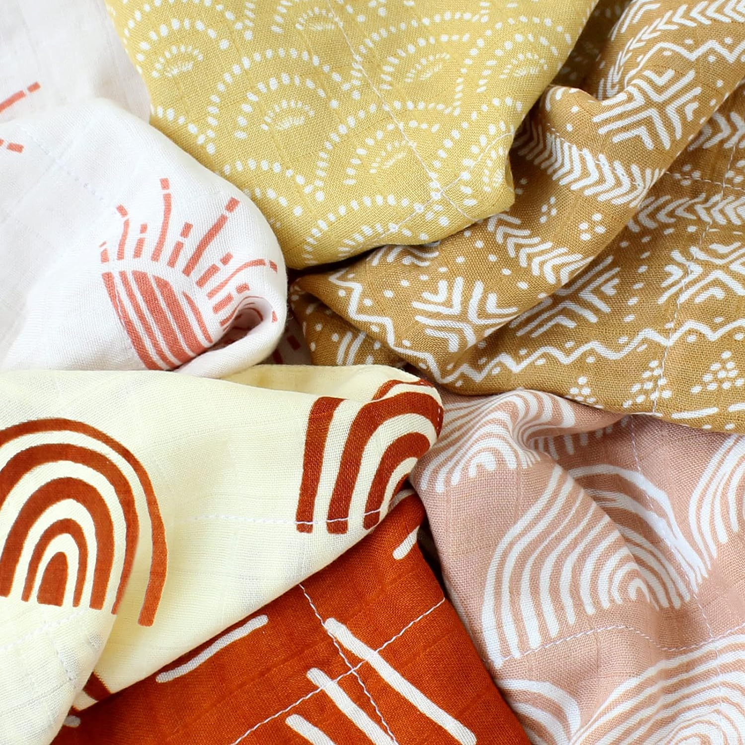 Lifetree Baby Washcloths Muslin 6 Pack, Muslin Squares Baby Face Towel and Washcloths for Bath, Soft Baby Muslin Cloths, Bibs for Girls & Boys 10.6 X 10.6Inch image number 4