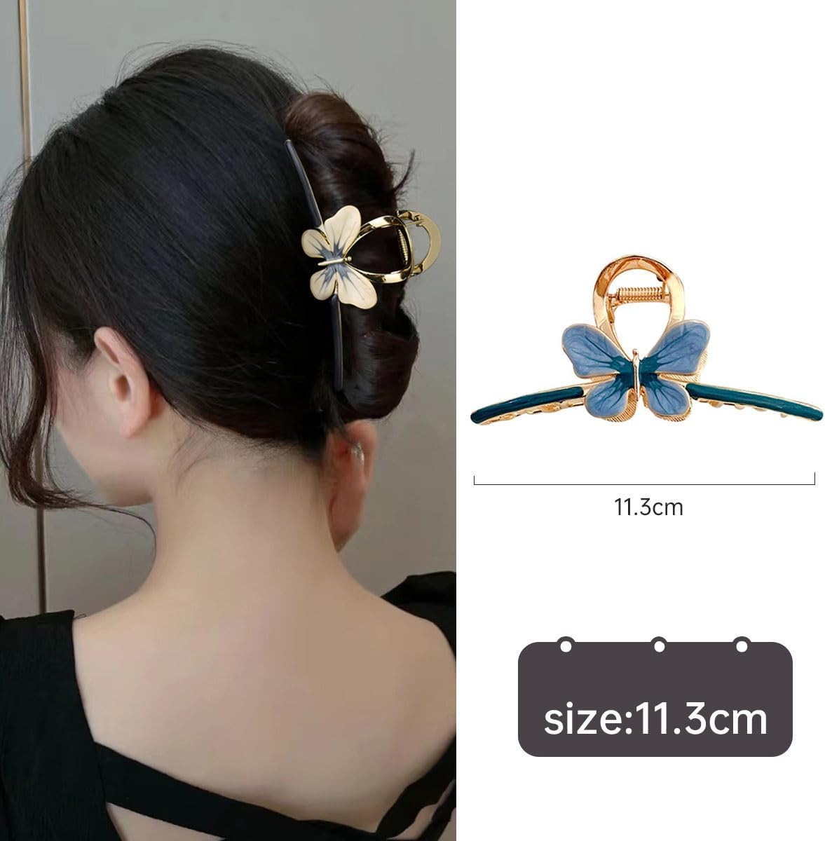 Pack of 3 Butterfly Hair Clips, Flat Hair Clips for Women, Flat Claw Clip, Strong Hold Women'S Hair Clips, Hair Clip for Thick and Thin Hair, Hair Clip Flat Women image number 1