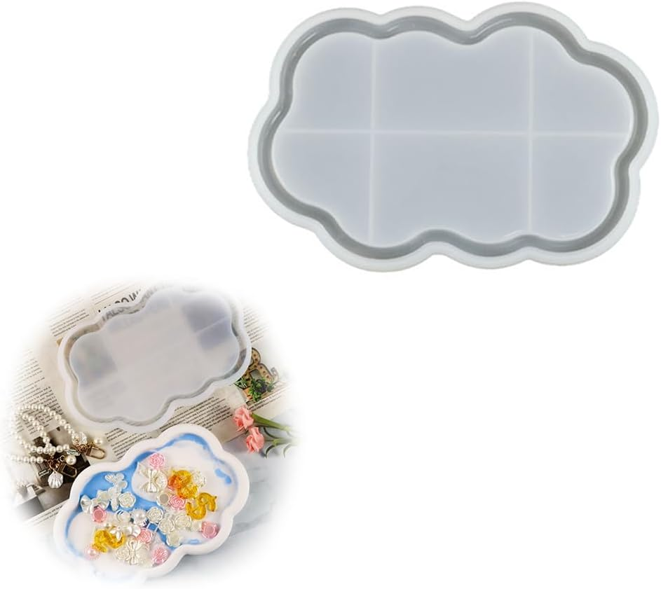 Cloud Shape Silicone Mold Tray, Resin Display Container, Trinket Storage Dish, Jewellery Holder, Decorative Vanity Plate image number 4