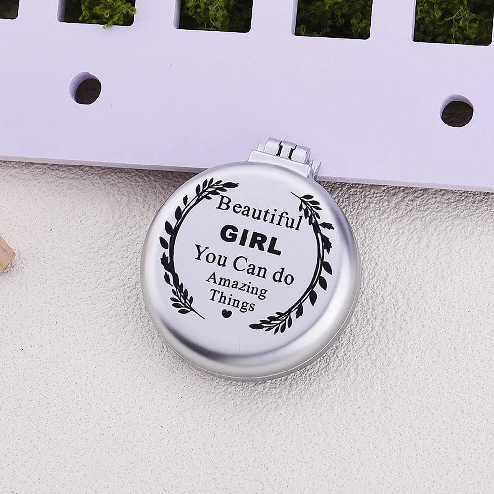 Inspirational Gifts for Teen Girls Folding Hand Pocket Compact Makeup Mirror with Comb for Daughter Friendship Encouragement Christmas Birthday Gift Sister Niece Motivational Graduation Gift image number 1