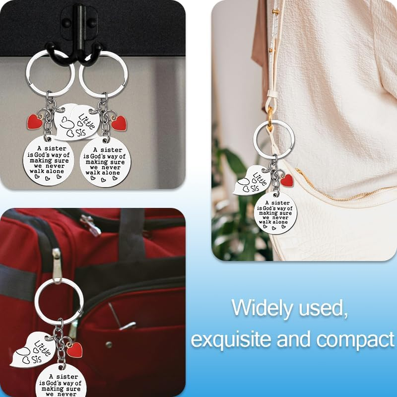 Little Big Sister Gifts for Women Sister Chritstmas Birthday Gifts for Sis Sister Key Chain a Sister Is God'S Way of Making Sure We Never Walk Alone Sister Keychain for 2 Sisters Long Distance Gift image number 4