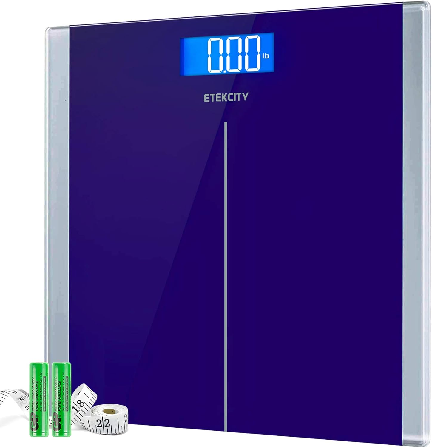 Etekcity Digital Body Weight Bathroom Scale with Step-On Technology, 400 Lb, Body Tape Measure Included, Elegant Blue