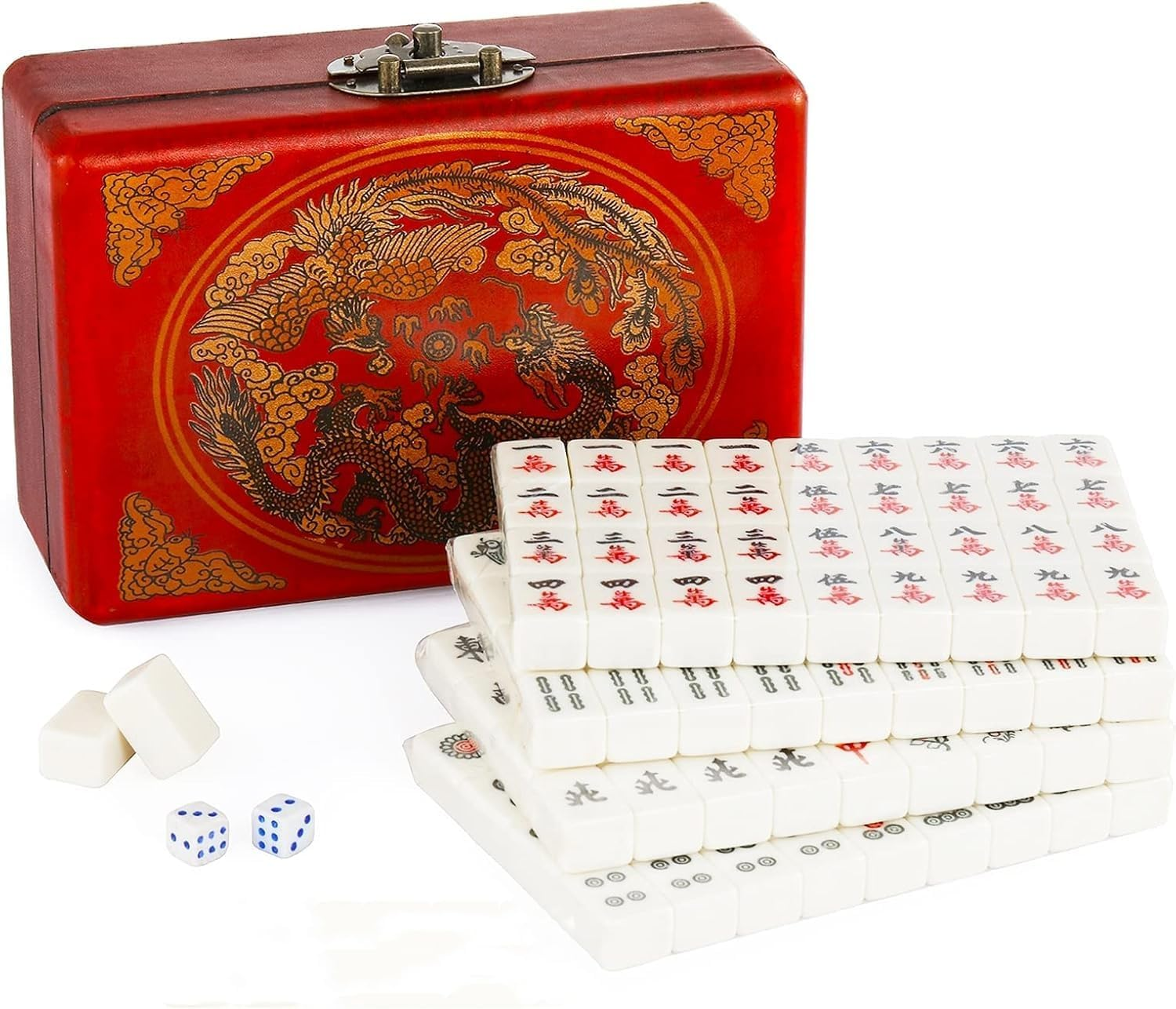 Chinese Mahjong Set - with 146 Tiles, 2 Dice Chinese Style Game for Travel, Family Gathering, Party image number 3