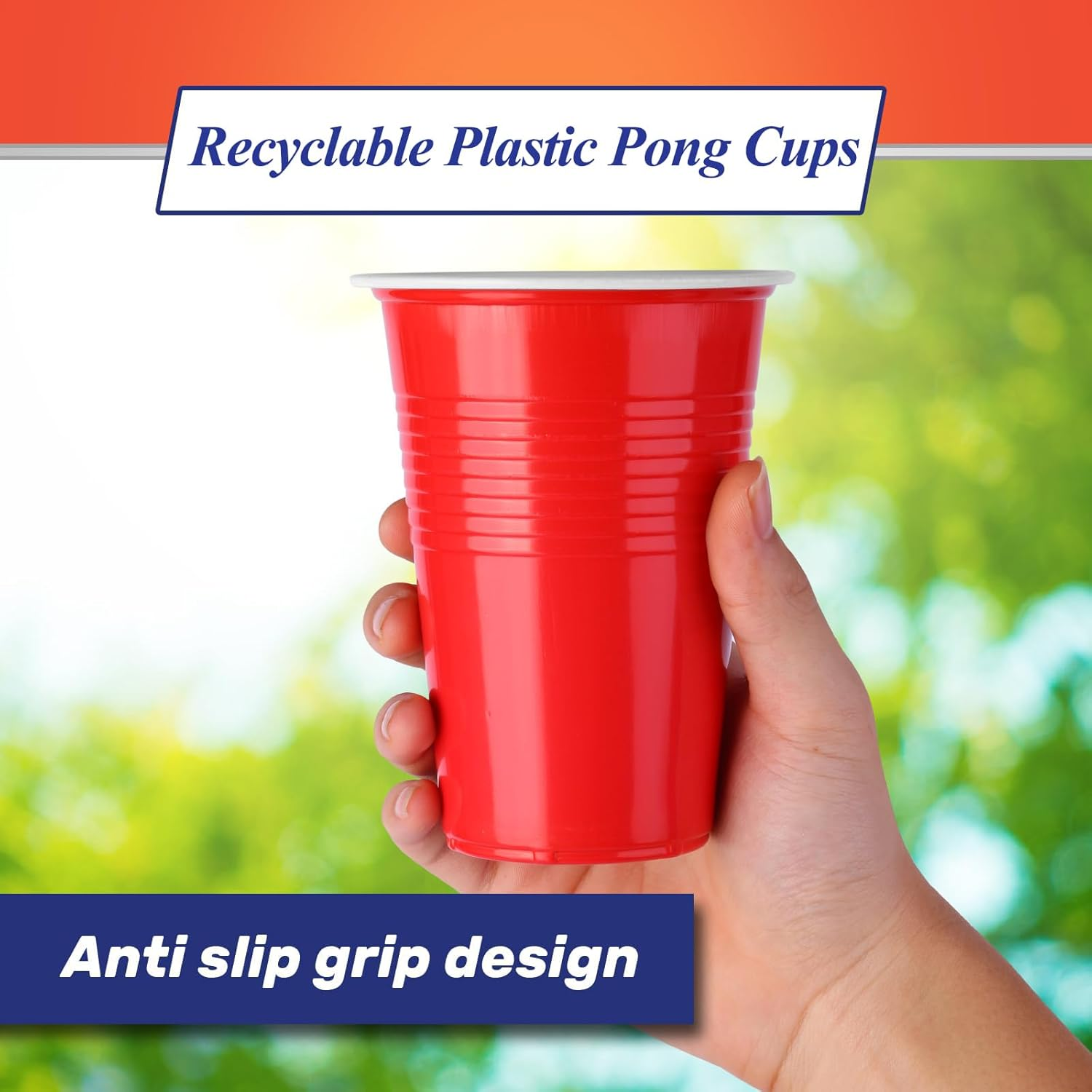 KACOMACO 50Pcs Party Cup Set, Recyclable Plastic Pong Cups 12 Oz, Repeatable Cups for New Year, Christmas, Camping, Wedding Parties, Weddings, Events or DIY Projects (Red) image number 6