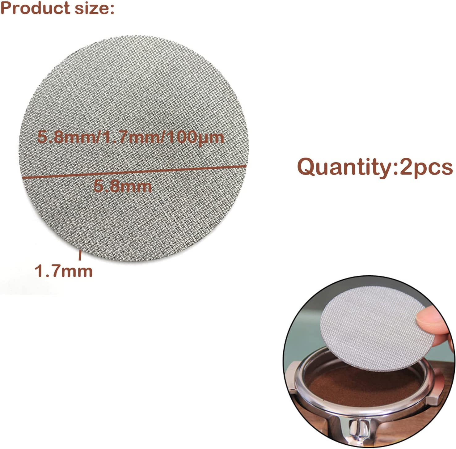 2Pcs Stainless Steel Espresso Puck Screen，58.5Mm Puck Screen Keep Shower Screen Clean for Espresso Portafilter image number 3