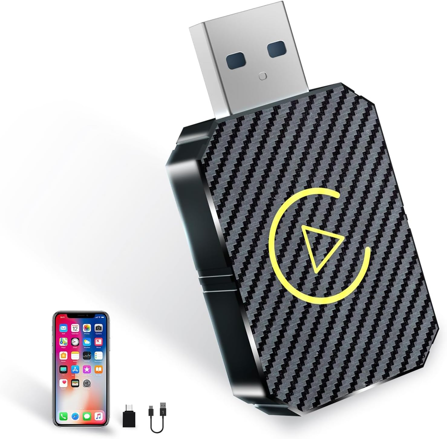 Wireless Adapter for Carplay, Adapter for Convert Wired to Wireless Carplay/Android Auto, Mini Size with Extension Cable USB, Stable Control & No Delay image number 4