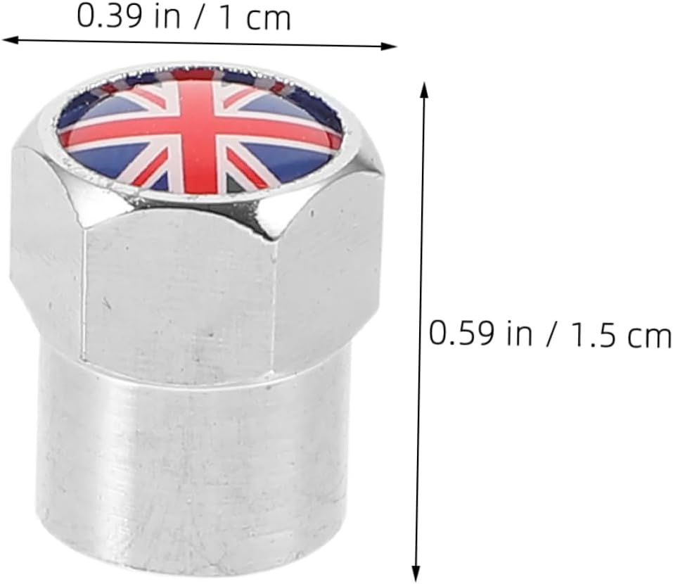 CHILDWEET 8Pcs Metal Wheel Valve Stem Caps Tire Air Caps for Cars and Motorcycles UK Flag Style Valve Stem Covers Set Automotive Tire Accessories for Men and Women image number 3