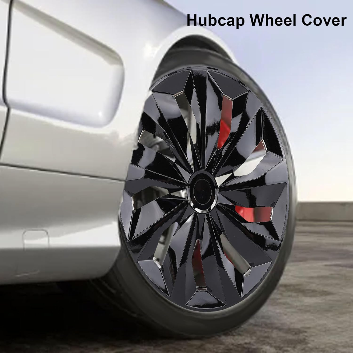 Jiawu 14 Inch Hubcaps, Wheel Cover Snap on R14 Hubcaps Set, Universal Wheel Rim Cover for Cars Trucks SUV, Set of 4, ABS Material, Easy Installation, Hubcaps for Car Accessories (Black) image number 3