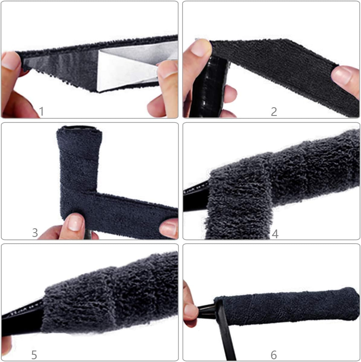 Badminton Racket Grip Tape, (2 Pack) Cotton Towel Grip Badminton Grips, Super Absorbent and Enhanced Shuttlecock Racquet Overgrip, Anti-Skid Sweatband Tape for Badminton Bike Handle