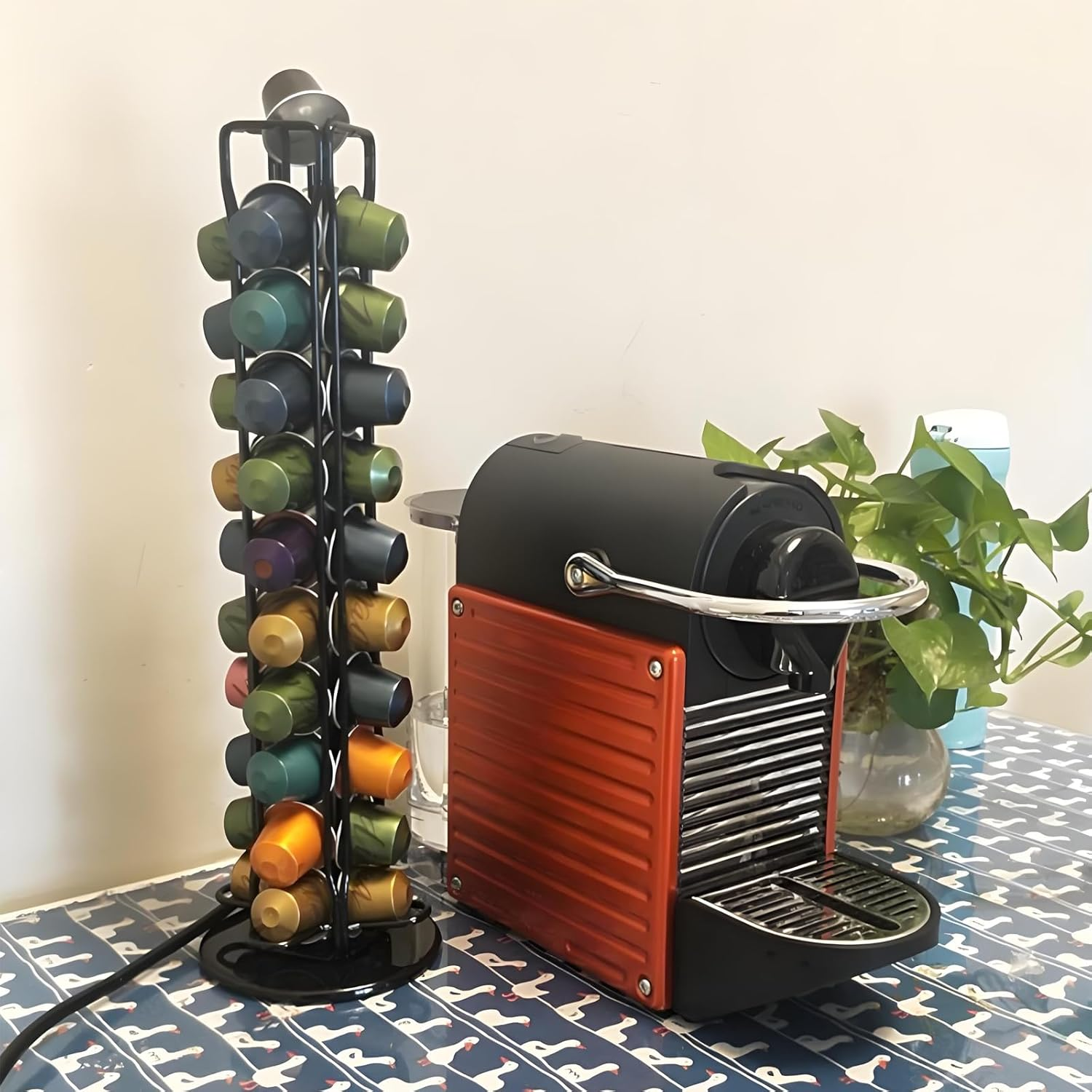 Yeanifeana Coffee Pod Holder for Original Pods, 40 Capsule Rotating Organizer, Space-Saving Black Storage Rack with Compact Design & Quick Access image number 4