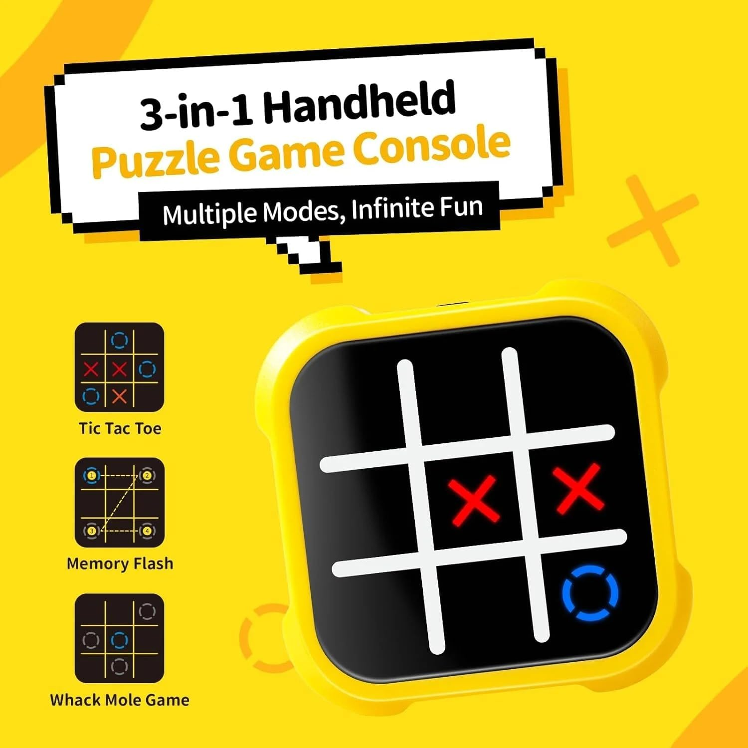 Handheld Electric Puzzle Game Console - Tic Tac Toe Game Educational Road Trip Activities for Kids - Board Games, Juegos Para Ni&ntilde;os - Ideal Birthday for Kids and Adults image number 4