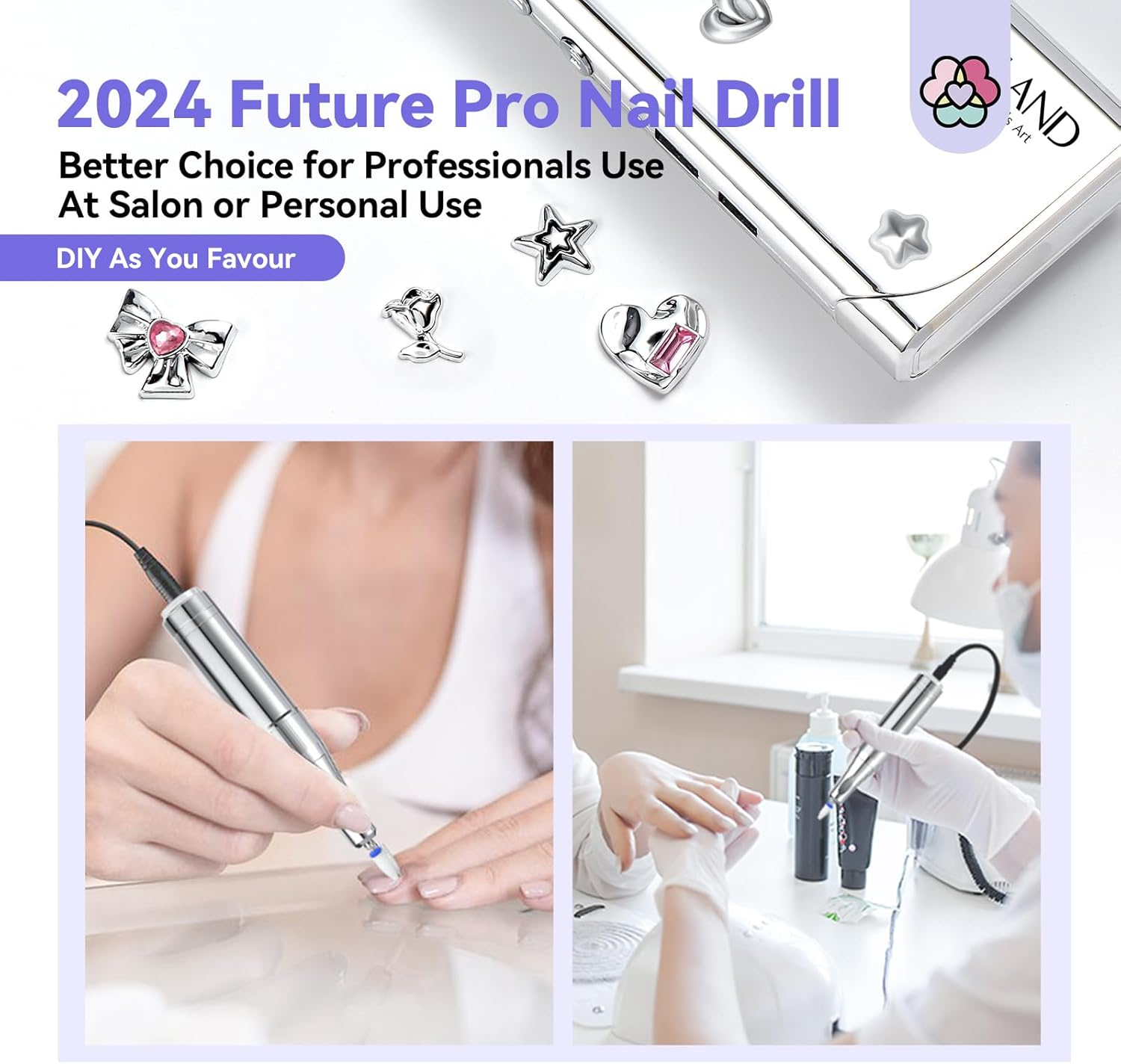 SAVILAND Electric Nail Drill Professional: 2024 Pro Future Tech 40000RPM Nail Drill Kit E File for Acrylic Nails Gel Polish Rechargeable 6000Mah Portable Nail Filer Drill Bits Salon image number 3