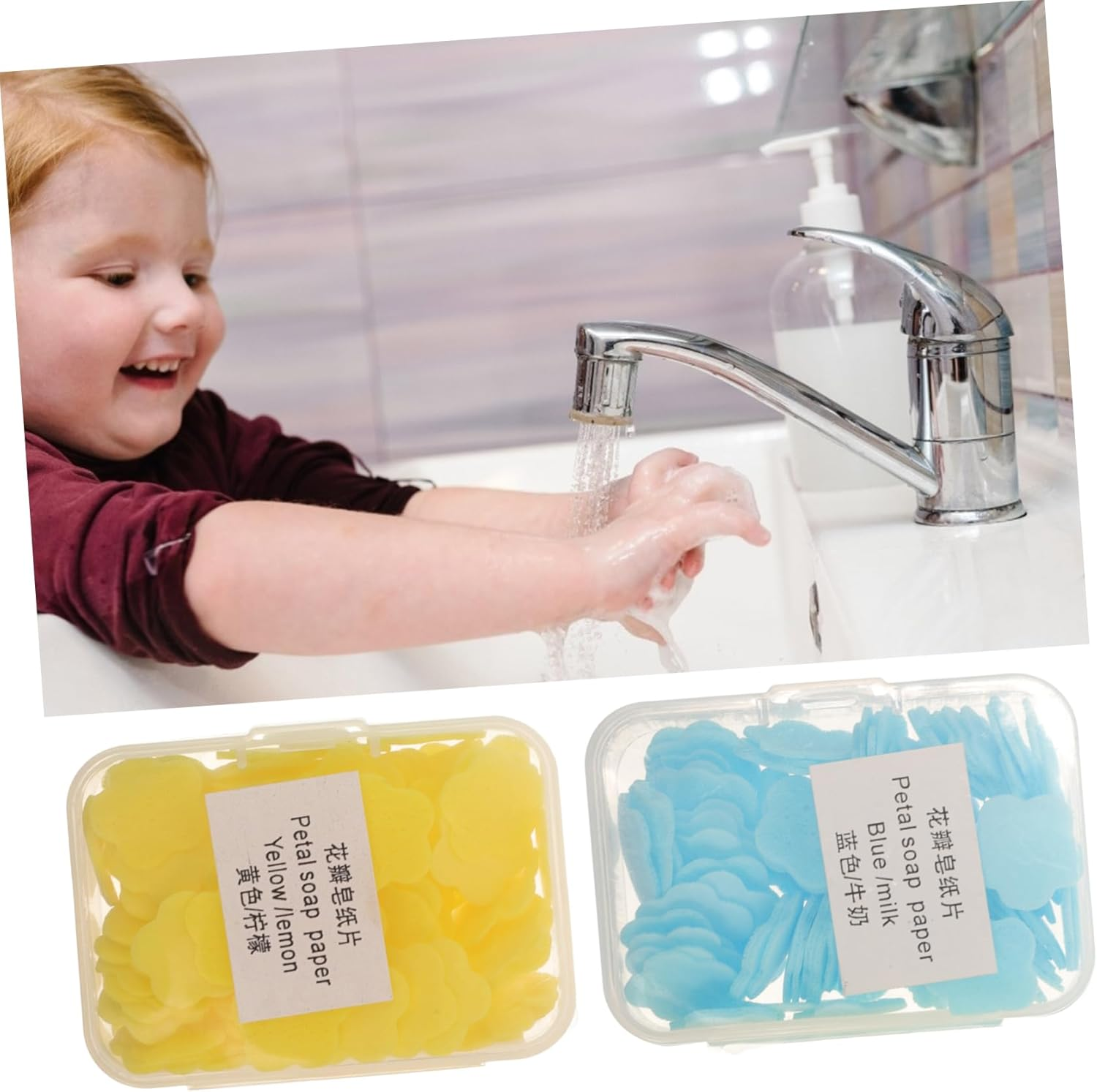 BRIGHTFUFU Travel Portable Hand Tablets Soap Flakes Hand Soap Refill Sink Caddy Container Soap Bag Travel Bottles for Toiletries Soap Dish Drainer Dispenser Soap Paper image number 4