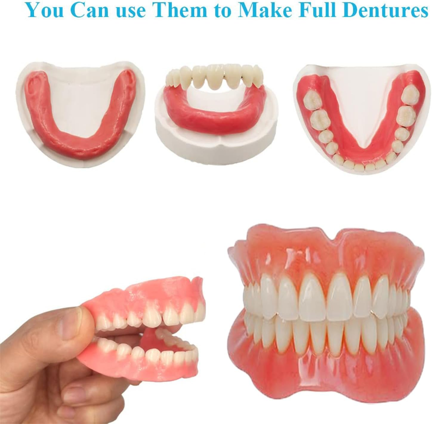 BJDTY DIY Denture Combinations, Making Partial Dentures and Full Dentures Kit DIY Simulation Practice Making Denture Combinations, Equipped with Tool Kit and Temporary Teeth (Dental Wax+White)