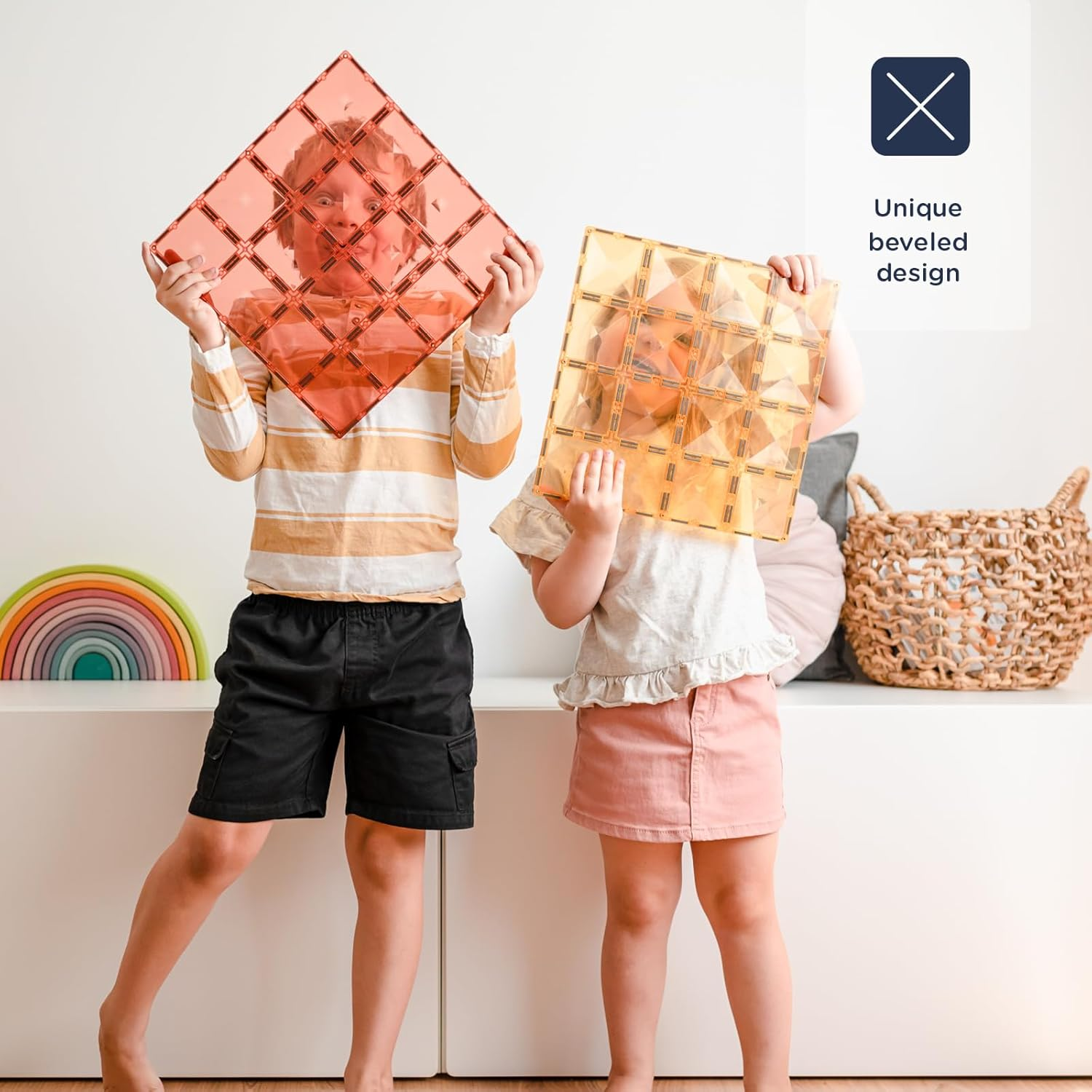 CONNETIX Pastel Base Plate Pack, Lemon & Peach, 2 Pieces