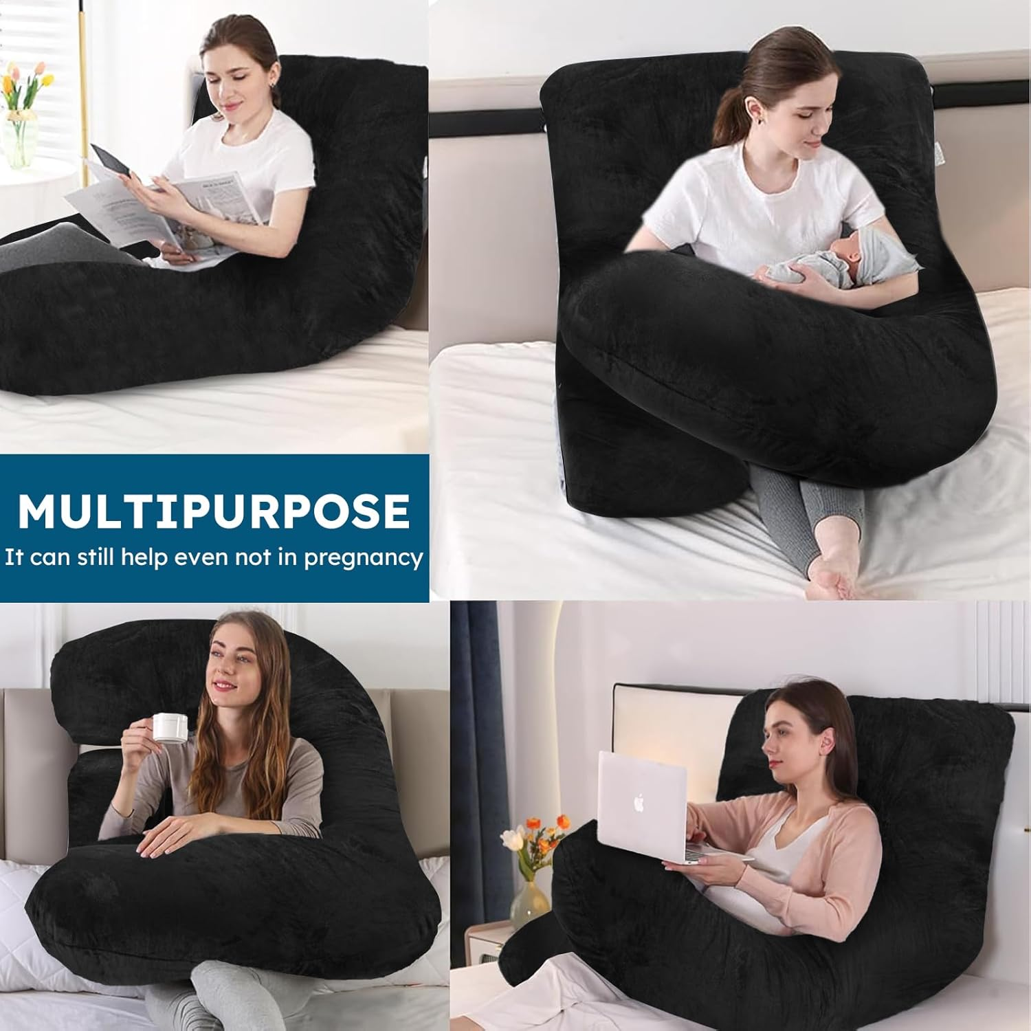 Pregnancy Pillows for Sleeping, J Shaped Maternity Full Body Pillow for Back, Legs and Belly Support, 180Cm Long Maternity Pillows for Pregnant Women and Side Sleepers with Removable Cover image number 5