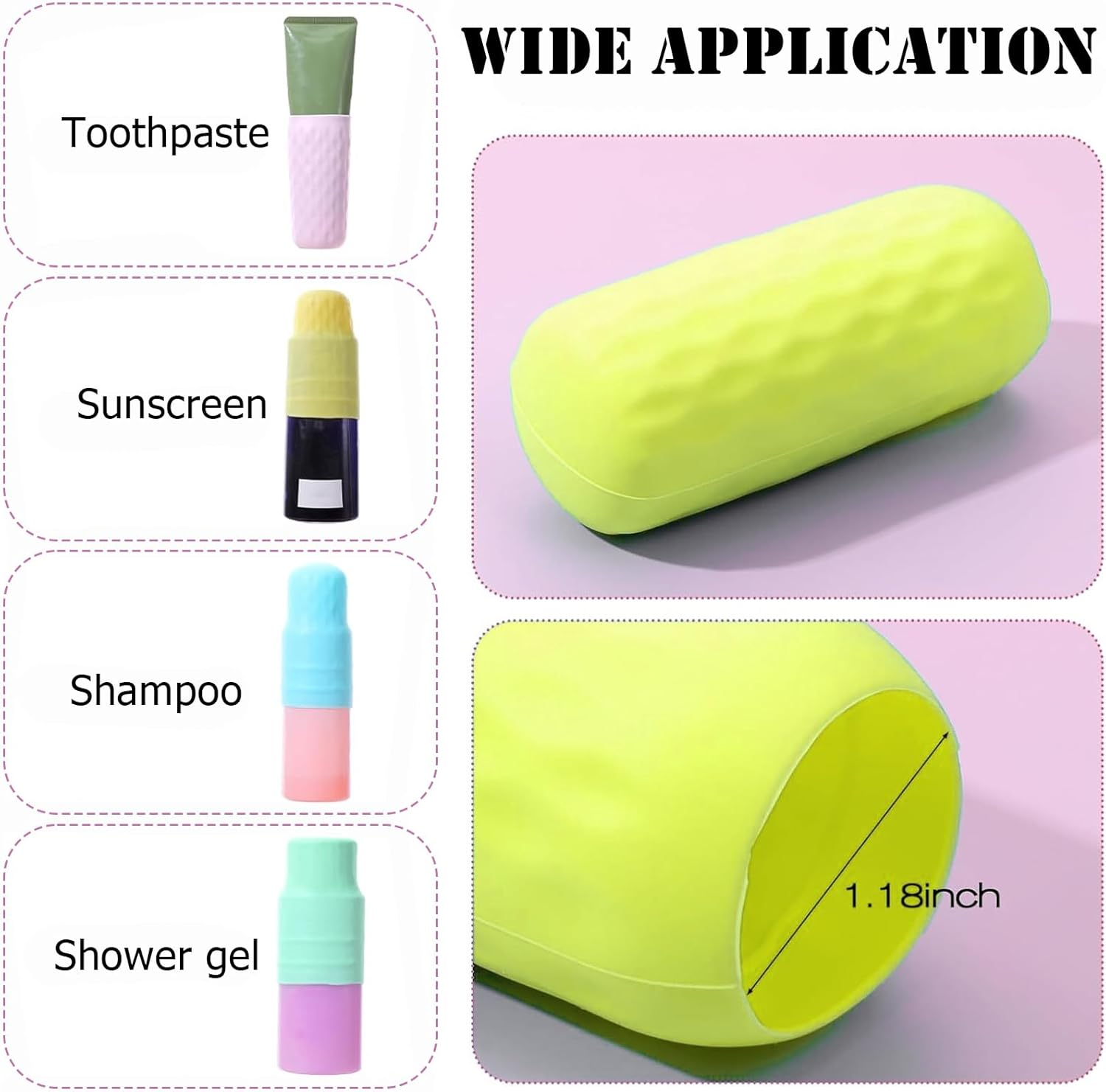 12 Pcs Silicone Bottle Covers for Travel, Travel Essential for Women Men,Beach Vacation Essentials,Travel Size Toiletries Accessories Elastic Sleeves for Leak Proofing image number 5