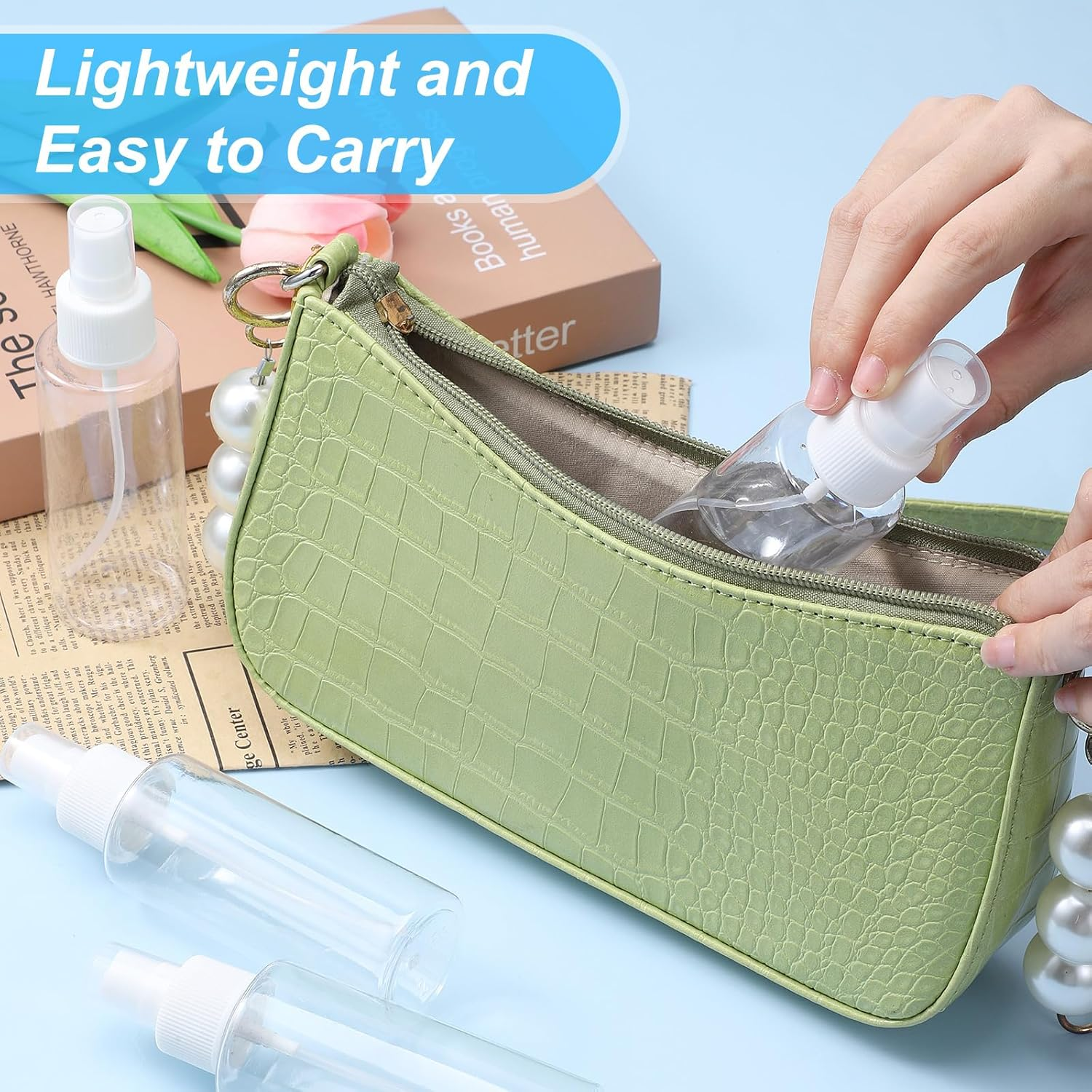 LIQWEI Pack of 4 100 Ml Small Spray Bottles, Travel Spray Bottles, Transparent Atomiser Spray Bottle, Plastic, Fine Mist Spray Bottles, Atomiser Spray Bottle Empty for Perfume Oils and Solids image number 5