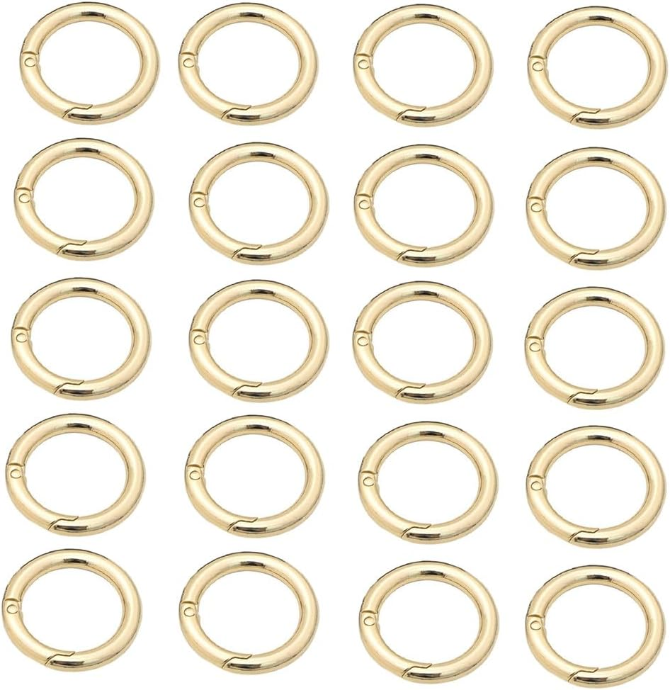 Spring O Rings, Granmagazz 20Pcs Spring O Ring Zinc Alloy Spring Clip, Spring Snap Clip for Keychain Necklace Jewelry DIY Key Chains,Spring O Rings round Carabiner Snap Clip, Purse, Bag (Gold) image number 2