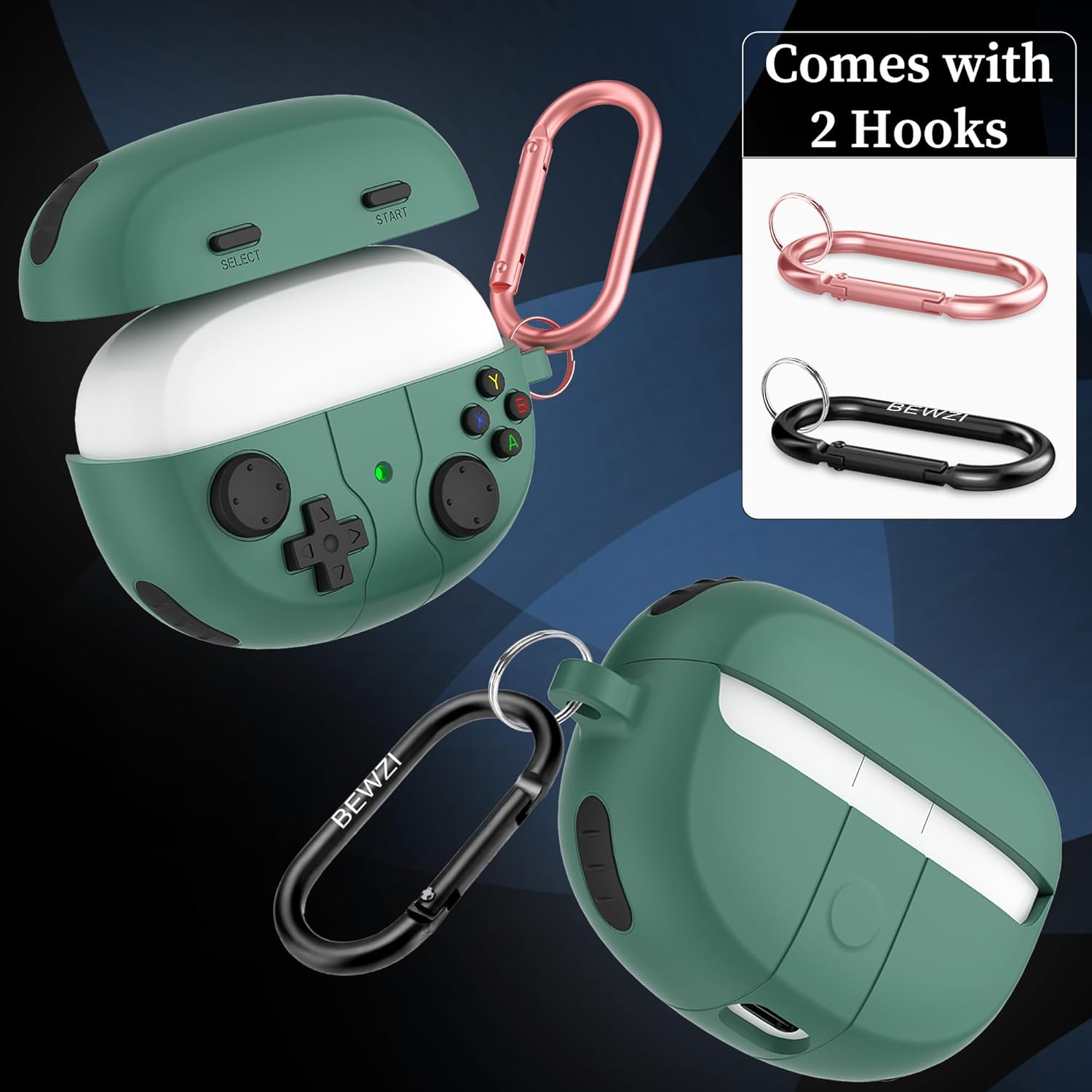 BEWZI for Bose Ultra Open Earbuds Case Cover Ultra Quality Silicone Stylish 3D Creativity Protection Case, Protective Cover for Bose Ultra Open Case (Green) image number 3