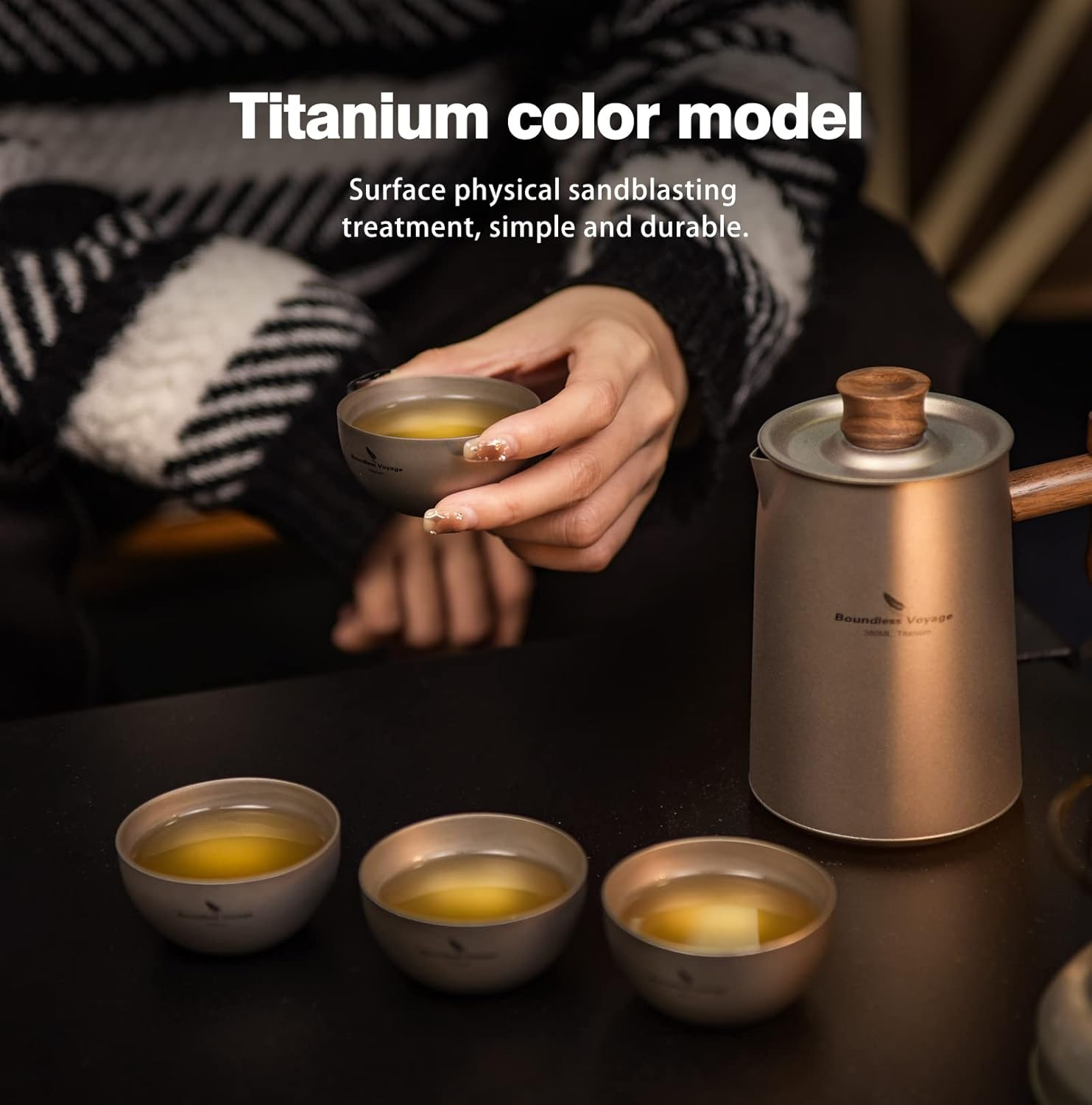 Boundless Voyage Camping Coffee Maker, Tea Kettle, Titanium Pot, Backpacking Mug, Portable Titanium Mug, Outdoor Kettle, Camping Cookware, Lightweight and Portable (Ti3117D Teapot + Cup) - Ti3116D Teapot image number 5