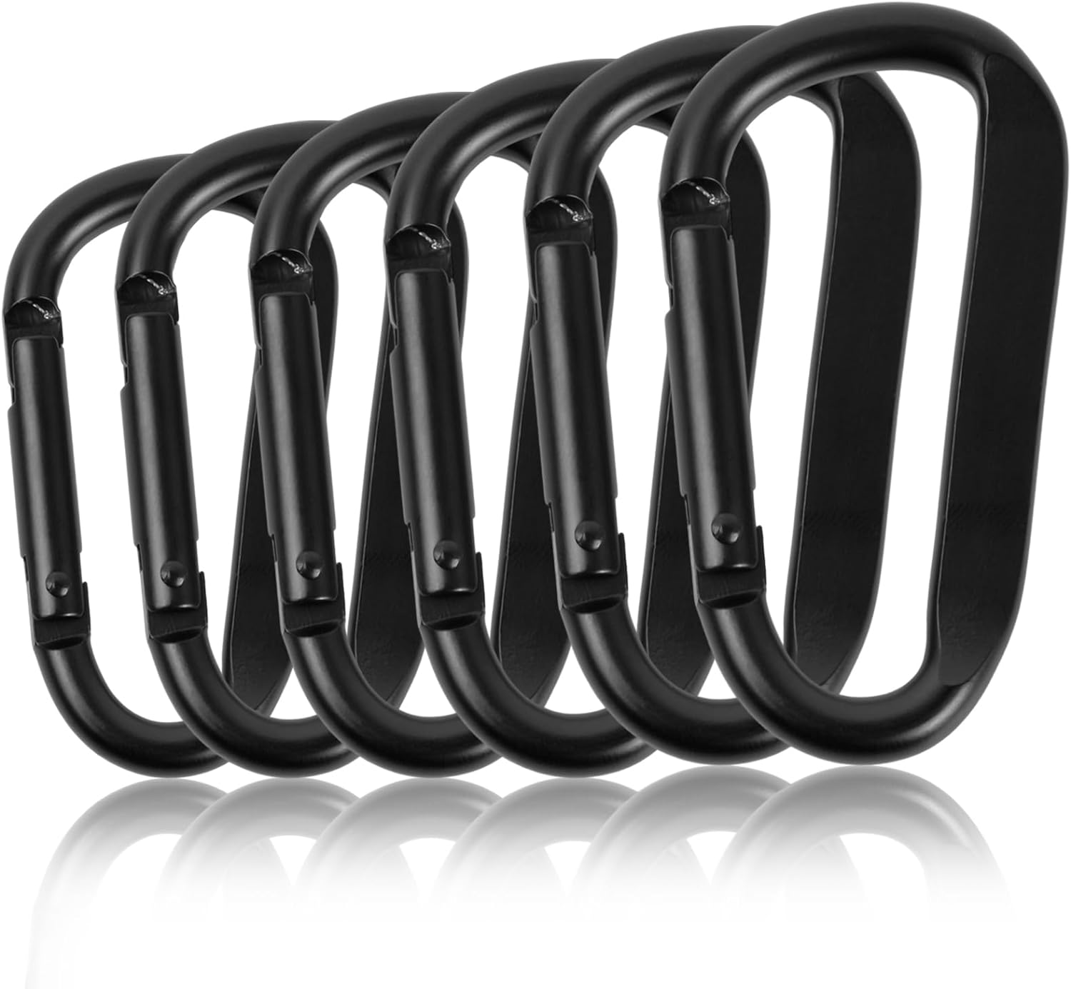 6 PCS Carabiner Clips (68Mm) - Aluminum Carabiners in Black for Hammocks, Keychains, Camping, Fishing, Swings, and Hiking Accessories - Screw Lock Carabiner Hooks image number 5