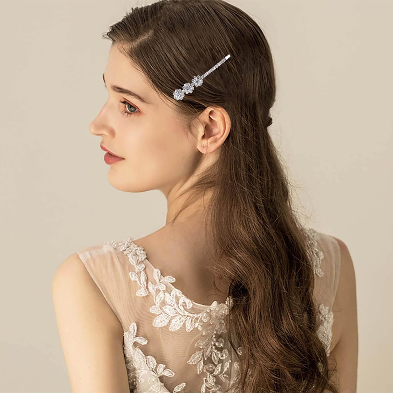 Wendalern Boho Crystal Flower Hair Pin Gold Crystal Hair Clip Rhinestone Bobby Pins Crystal Wedding Hair Clip Bridal Flower Hairpin Headpiece Hair Accessories for Women and Girls image number 3